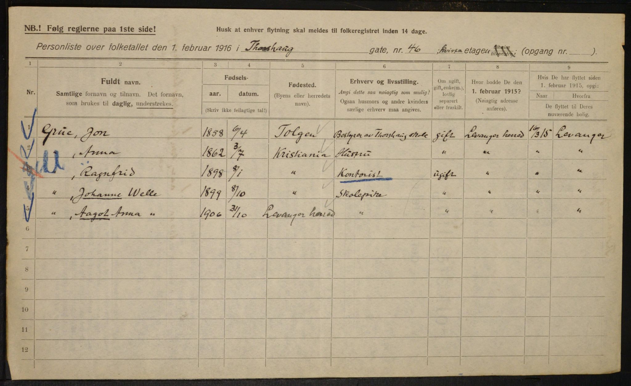 OBA, Municipal Census 1916 for Kristiania, 1916, p. 118209