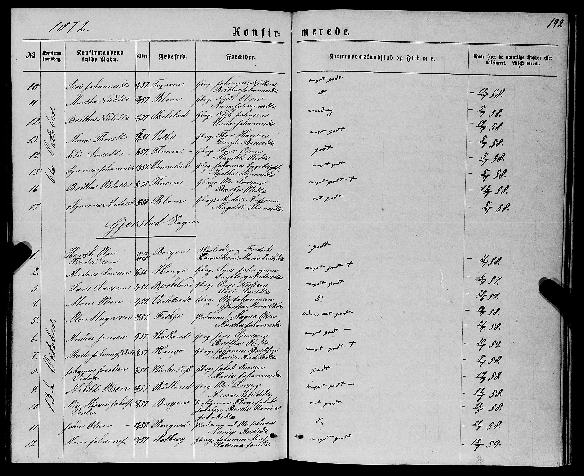 Haus sokneprestembete, SAB/A-75601/H/Haa: Parish register (official) no. A 18, 1871-1877, p. 192