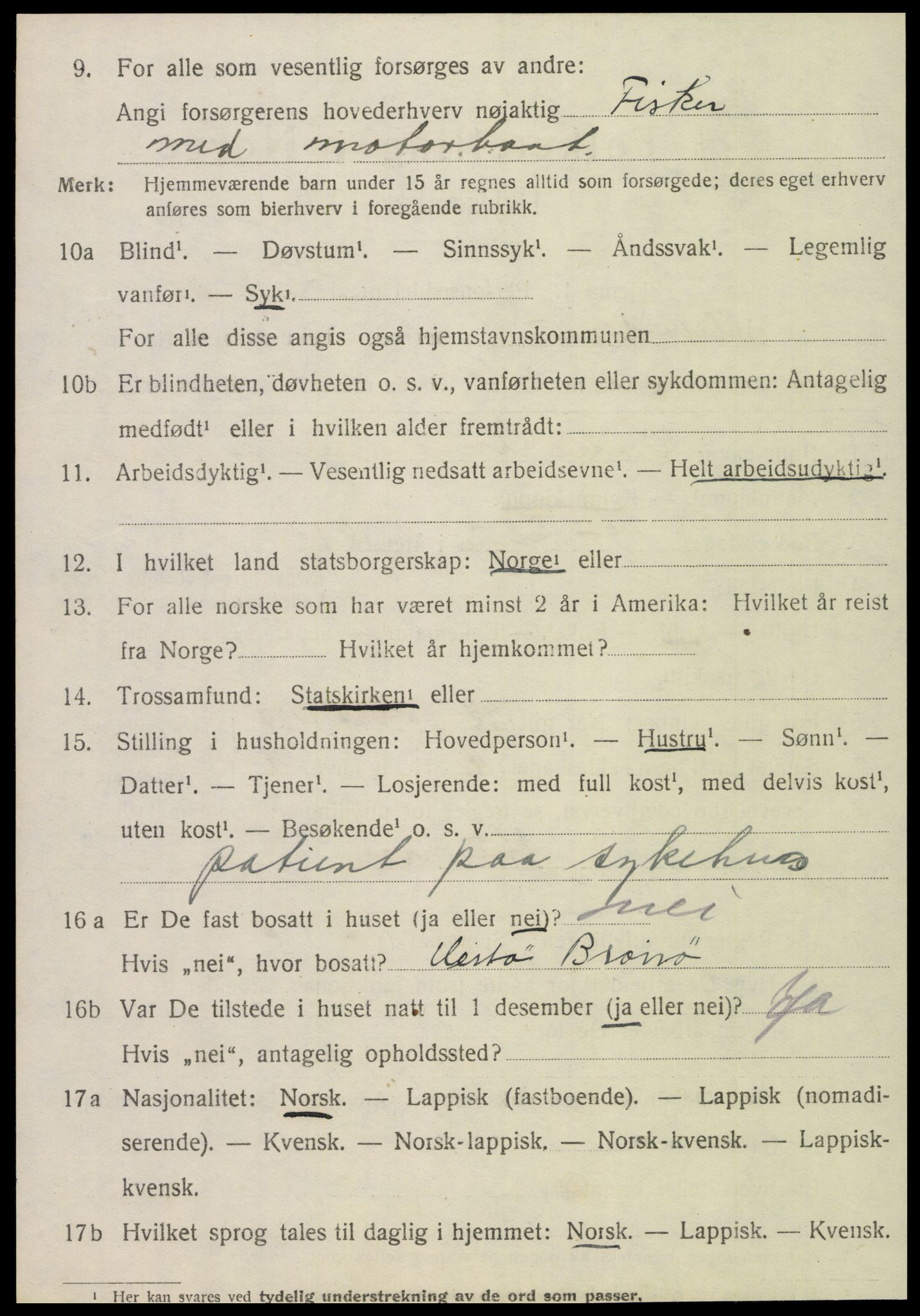 SAT, 1920 census for Alstahaug, 1920, p. 1230