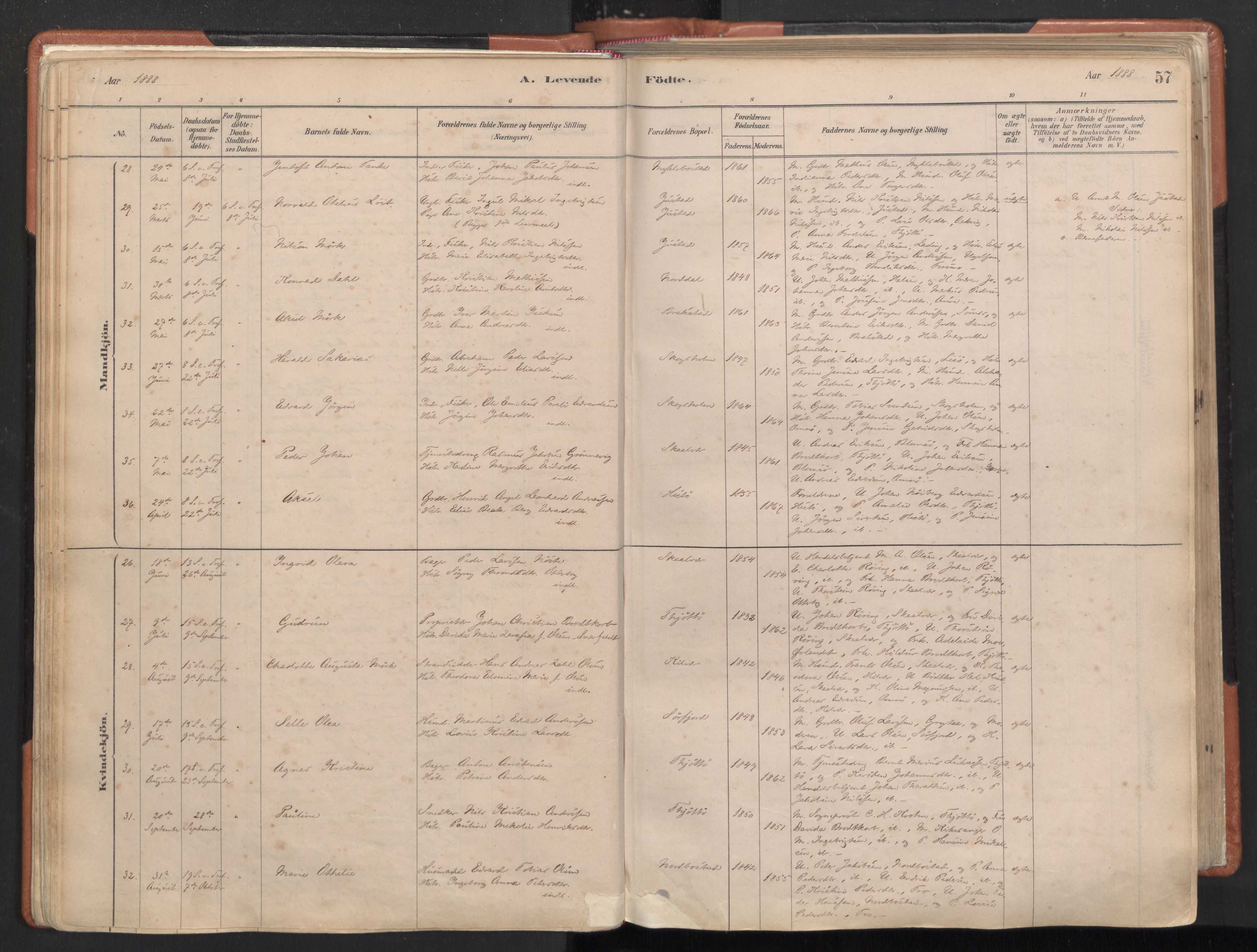 Ministerialprotokoller, klokkerbøker og fødselsregistre - Nordland, AV/SAT-A-1459/817/L0264: Parish register (official) no. 817A04, 1878-1907, p. 57