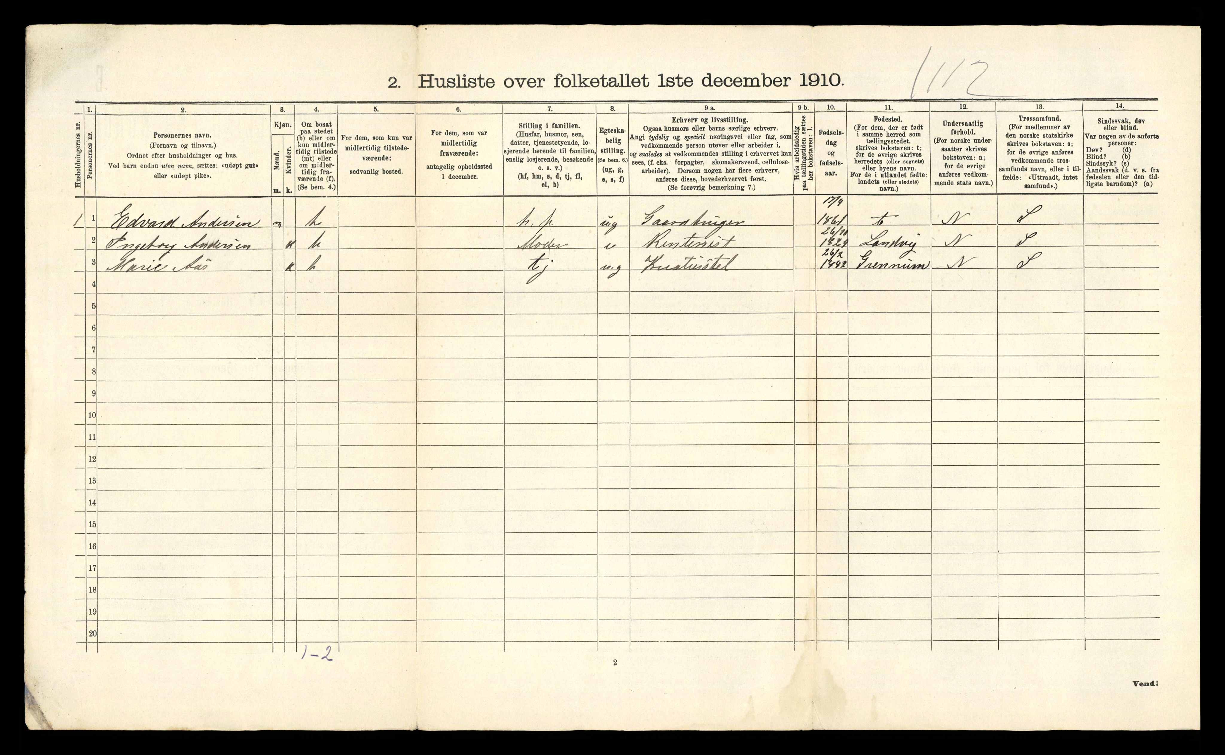 RA, 1910 census for Eide, 1910, p. 18