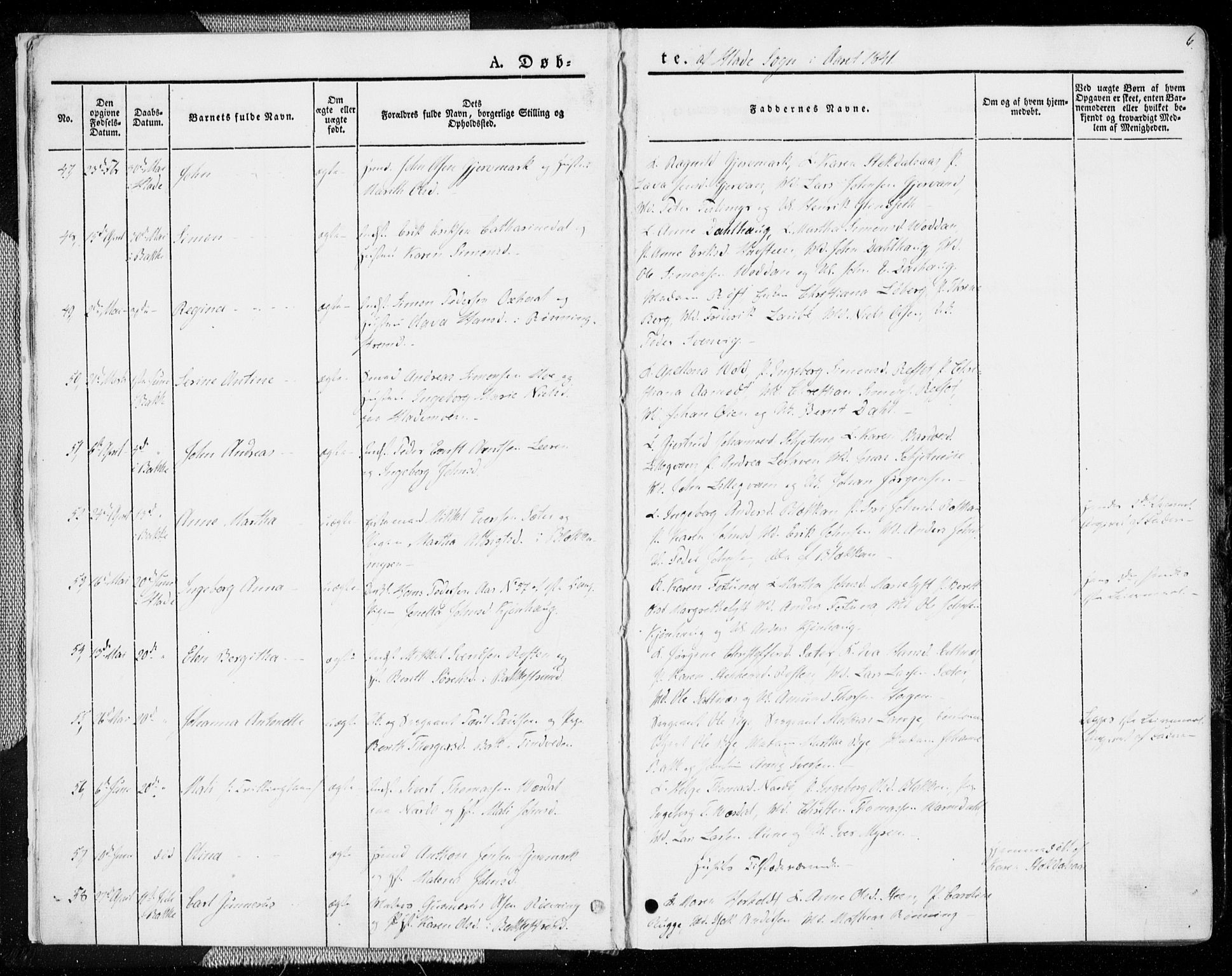 Ministerialprotokoller, klokkerbøker og fødselsregistre - Sør-Trøndelag, AV/SAT-A-1456/606/L0290: Parish register (official) no. 606A05, 1841-1847, p. 6