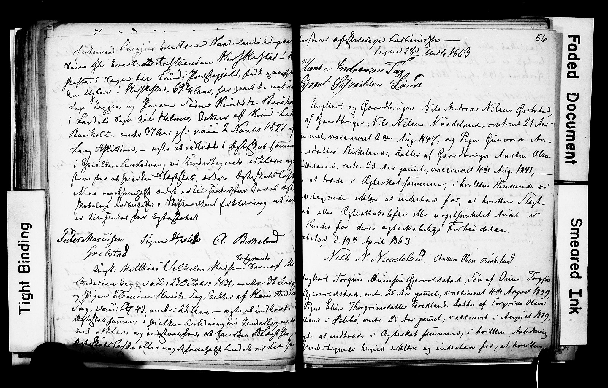 Søgne sokneprestkontor, AV/SAK-1111-0037/F/Fe/L0001: Banns register no. A III 1, 1853-1870, p. 56