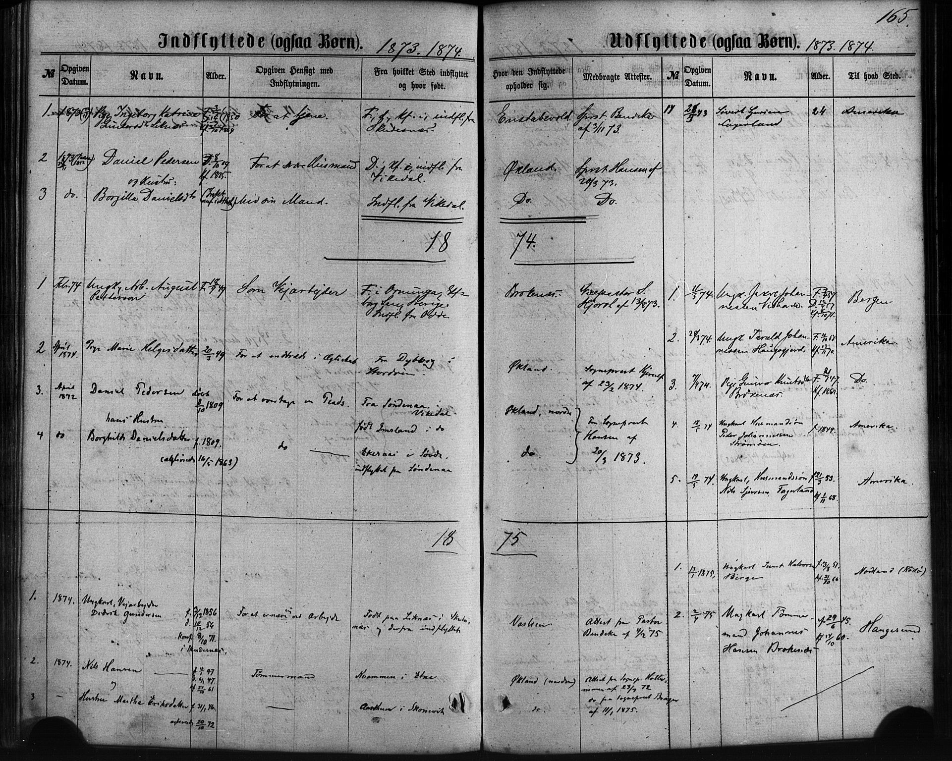 Sveio Sokneprestembete, AV/SAB-A-78501/H/Haa: Parish register (official) no. C 1, 1862-1880, p. 165