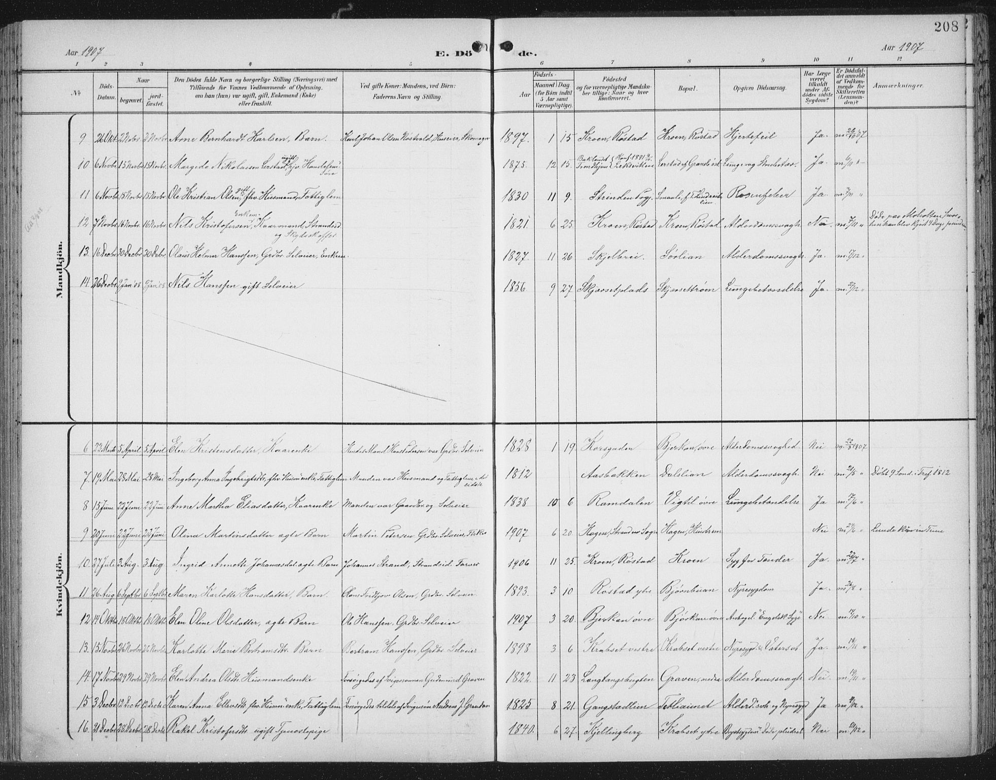 Ministerialprotokoller, klokkerbøker og fødselsregistre - Nord-Trøndelag, SAT/A-1458/701/L0011: Parish register (official) no. 701A11, 1899-1915, p. 208