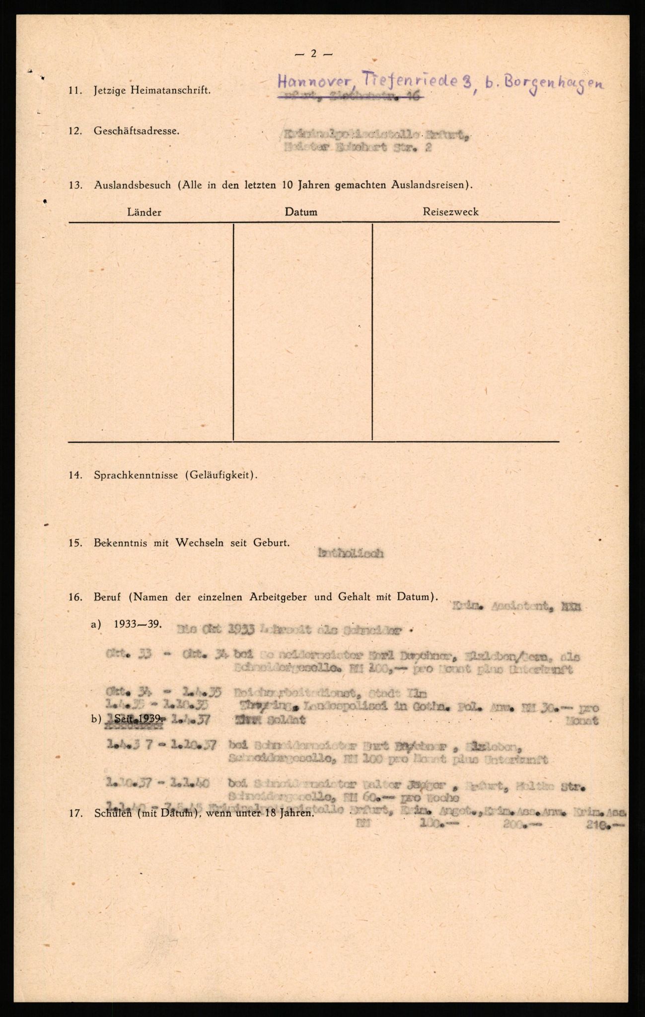 Forsvaret, Forsvarets overkommando II, RA/RAFA-3915/D/Db/L0024: CI Questionaires. Tyske okkupasjonsstyrker i Norge. Tyskere., 1945-1946, p. 351