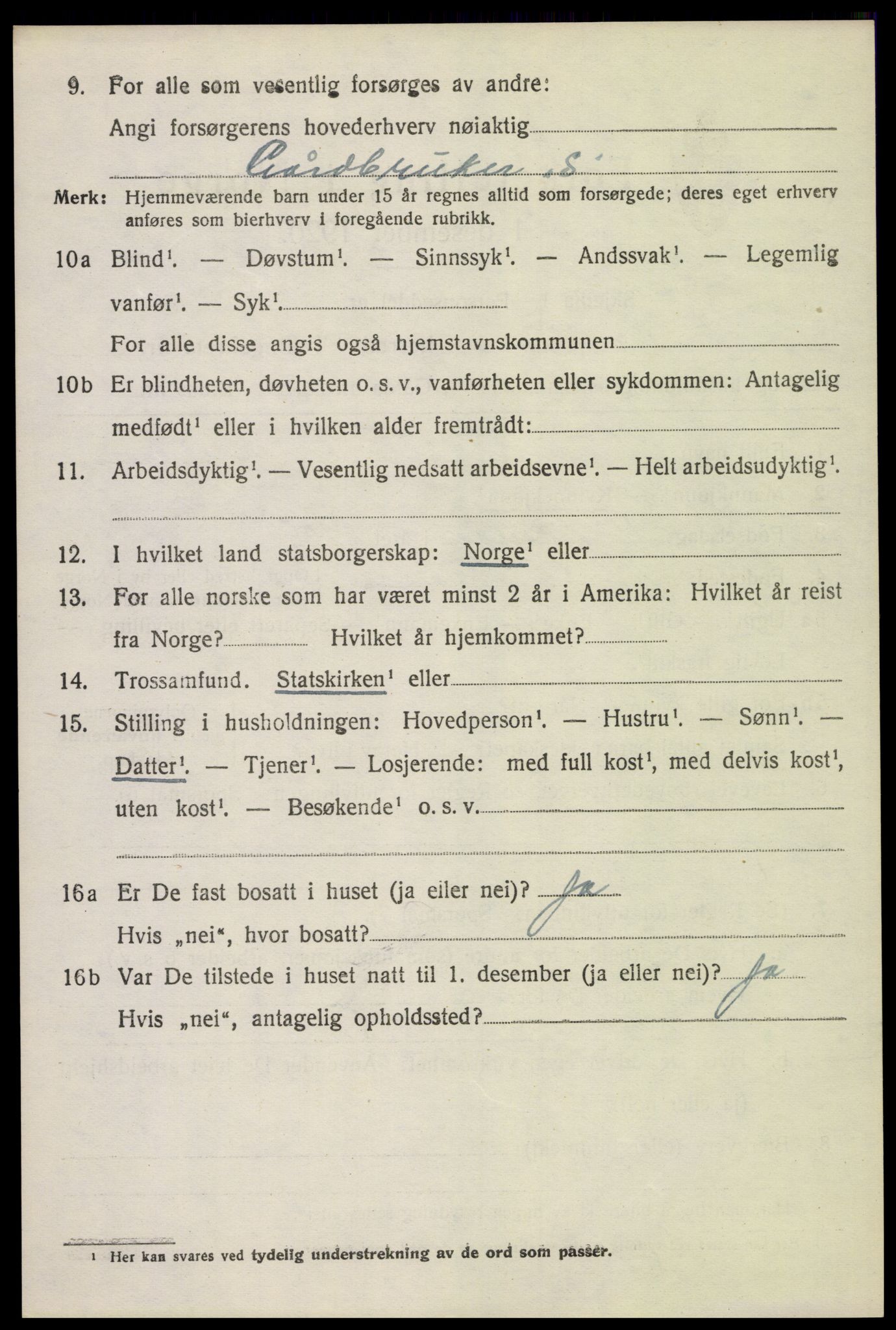 SAH, 1920 census for Nord-Fron, 1920, p. 9391