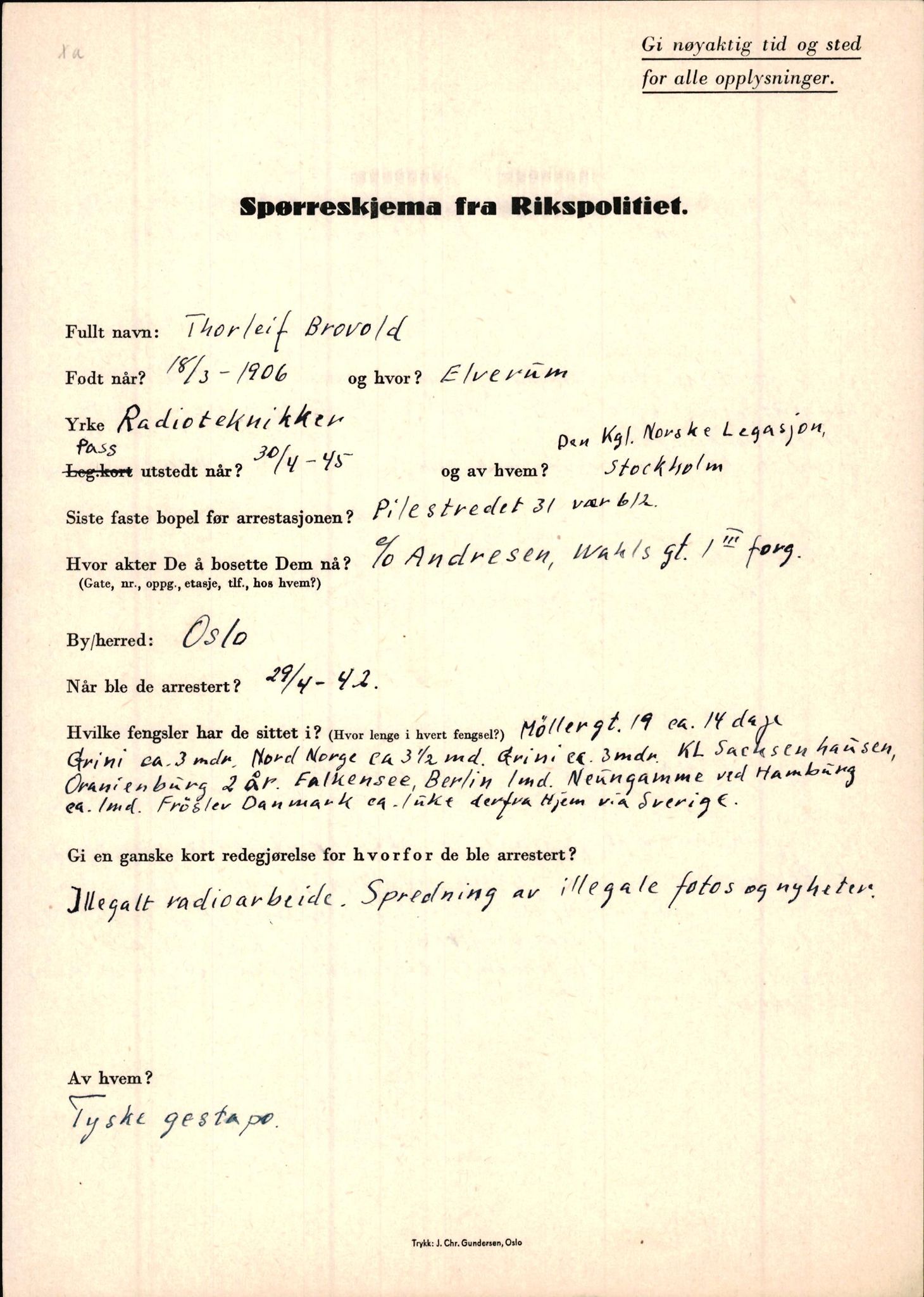 Rikspolitisjefen, AV/RA-S-1560/L/L0002: Berg, Alf - Bråthen, Thorleif, 1940-1945, p. 1096