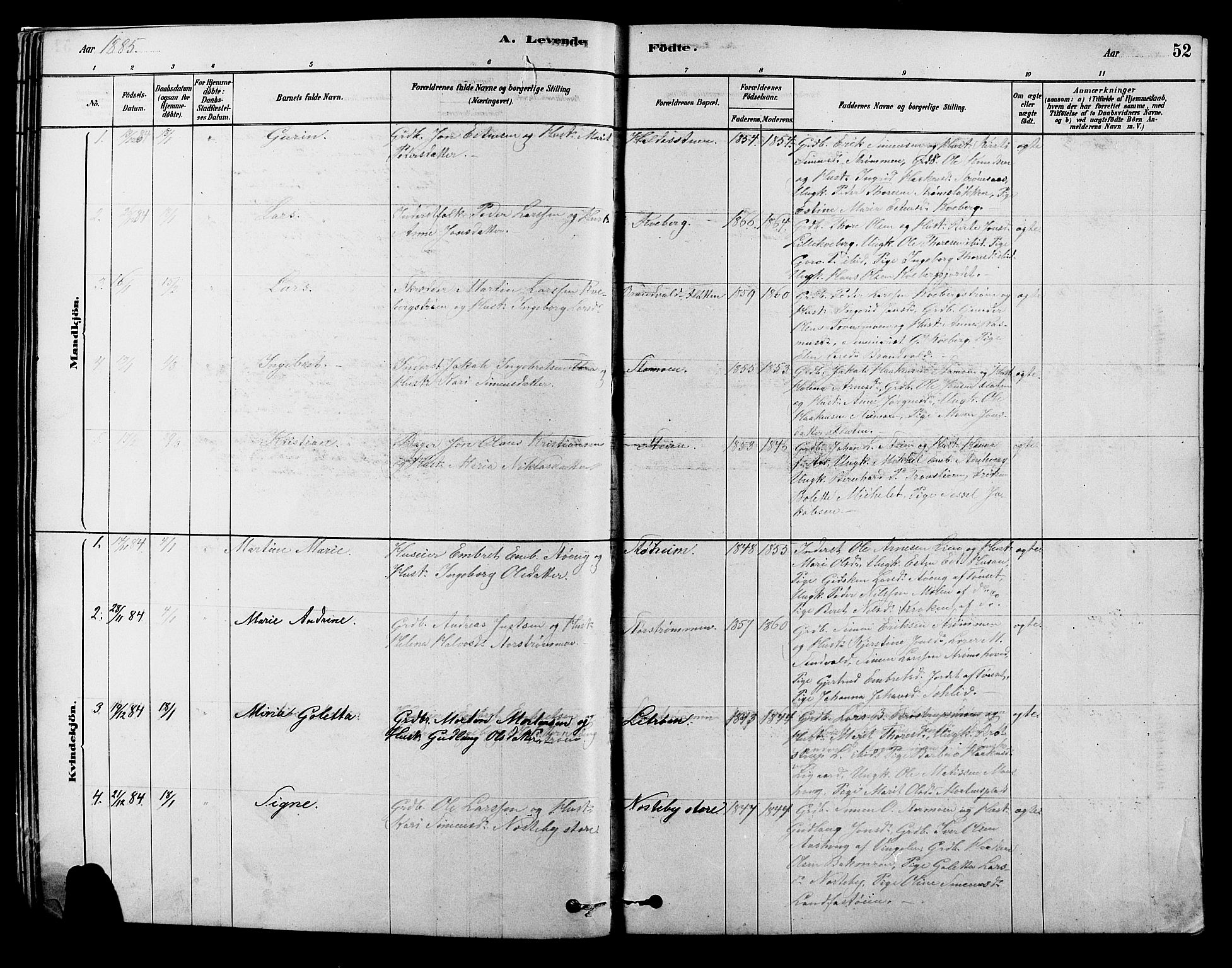 Alvdal prestekontor, SAH/PREST-060/H/Ha/Hab/L0003: Parish register (copy) no. 3, 1878-1907, p. 52