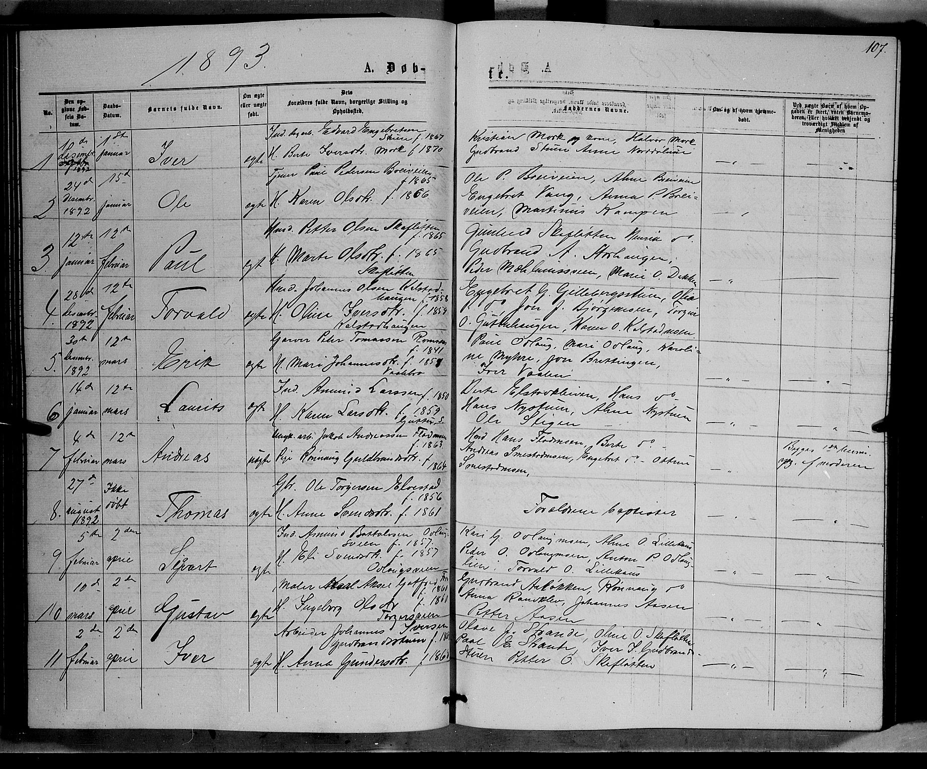 Ringebu prestekontor, SAH/PREST-082/H/Ha/Hab/L0006: Parish register (copy) no. 6, 1880-1898, p. 107