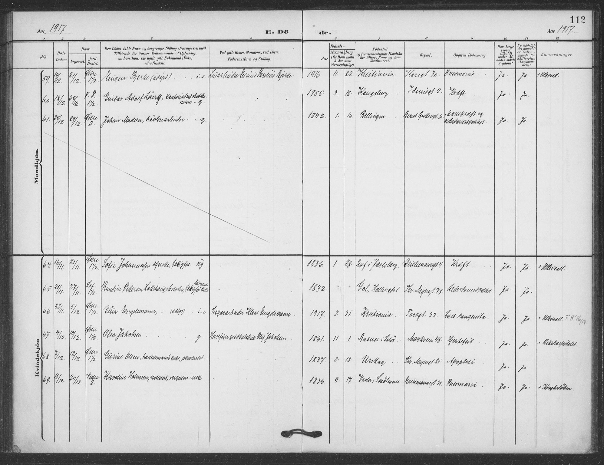 Jakob prestekontor Kirkebøker, AV/SAO-A-10850/F/Fa/L0011: Parish register (official) no. 11, 1906-1920, p. 112