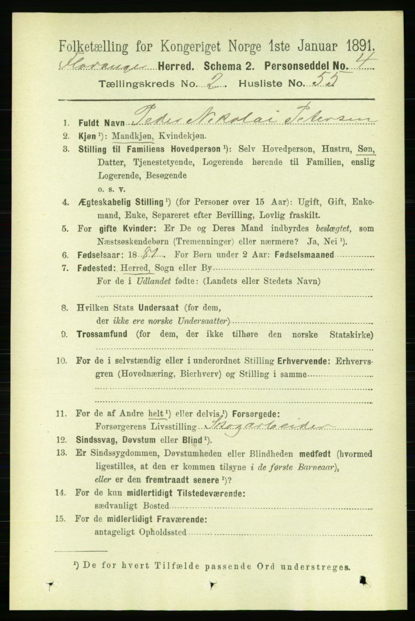 RA, 1891 census for 1749 Flatanger, 1891, p. 1024