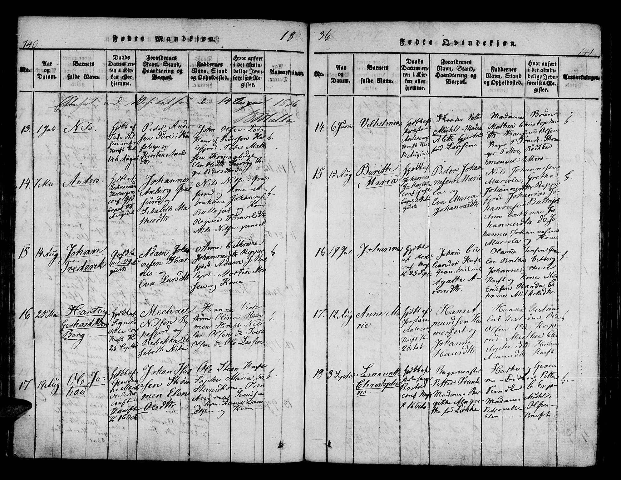 Hammerfest sokneprestkontor, SATØ/S-1347/H/Ha/L0003.kirke: Parish register (official) no. 3, 1821-1842, p. 140-141