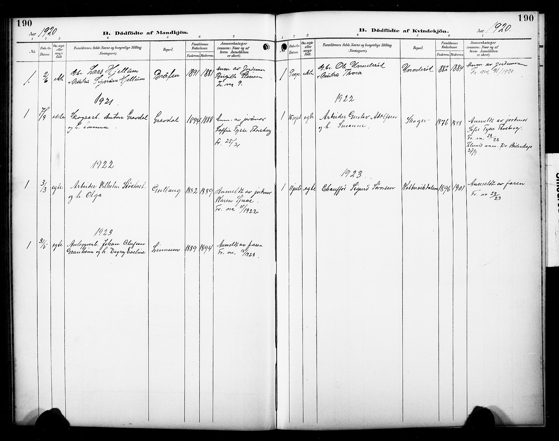 Skoger kirkebøker, SAKO/A-59/G/Ga/L0003: Parish register (copy) no. I 3, 1900-1927, p. 190