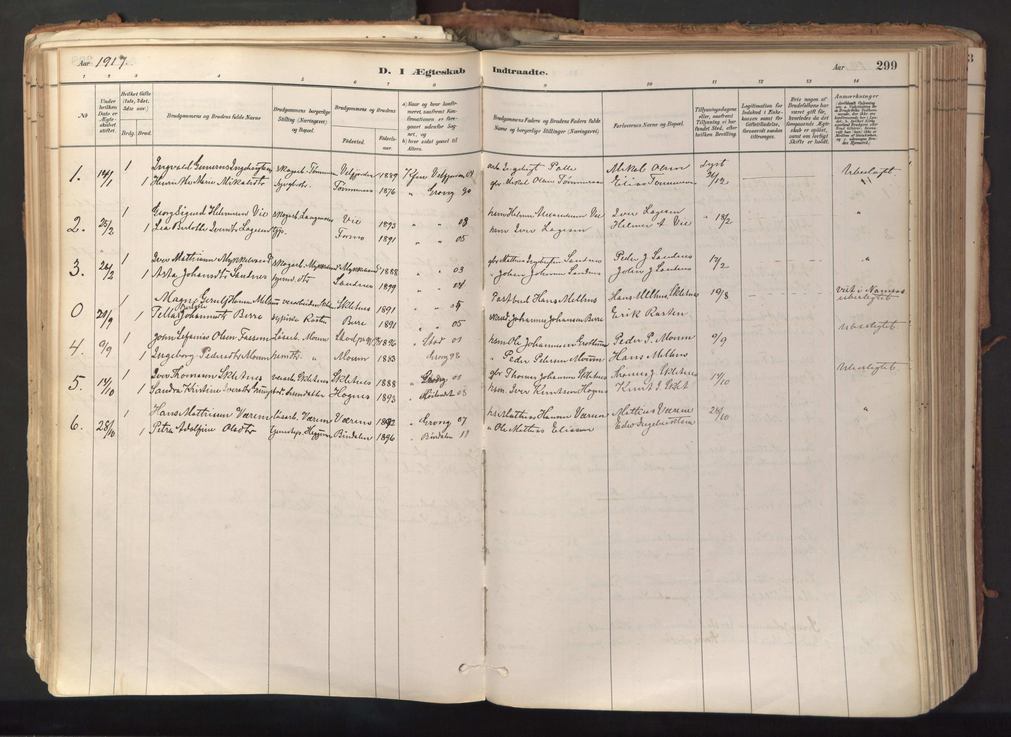 Ministerialprotokoller, klokkerbøker og fødselsregistre - Nord-Trøndelag, SAT/A-1458/758/L0519: Parish register (official) no. 758A04, 1880-1926, p. 299
