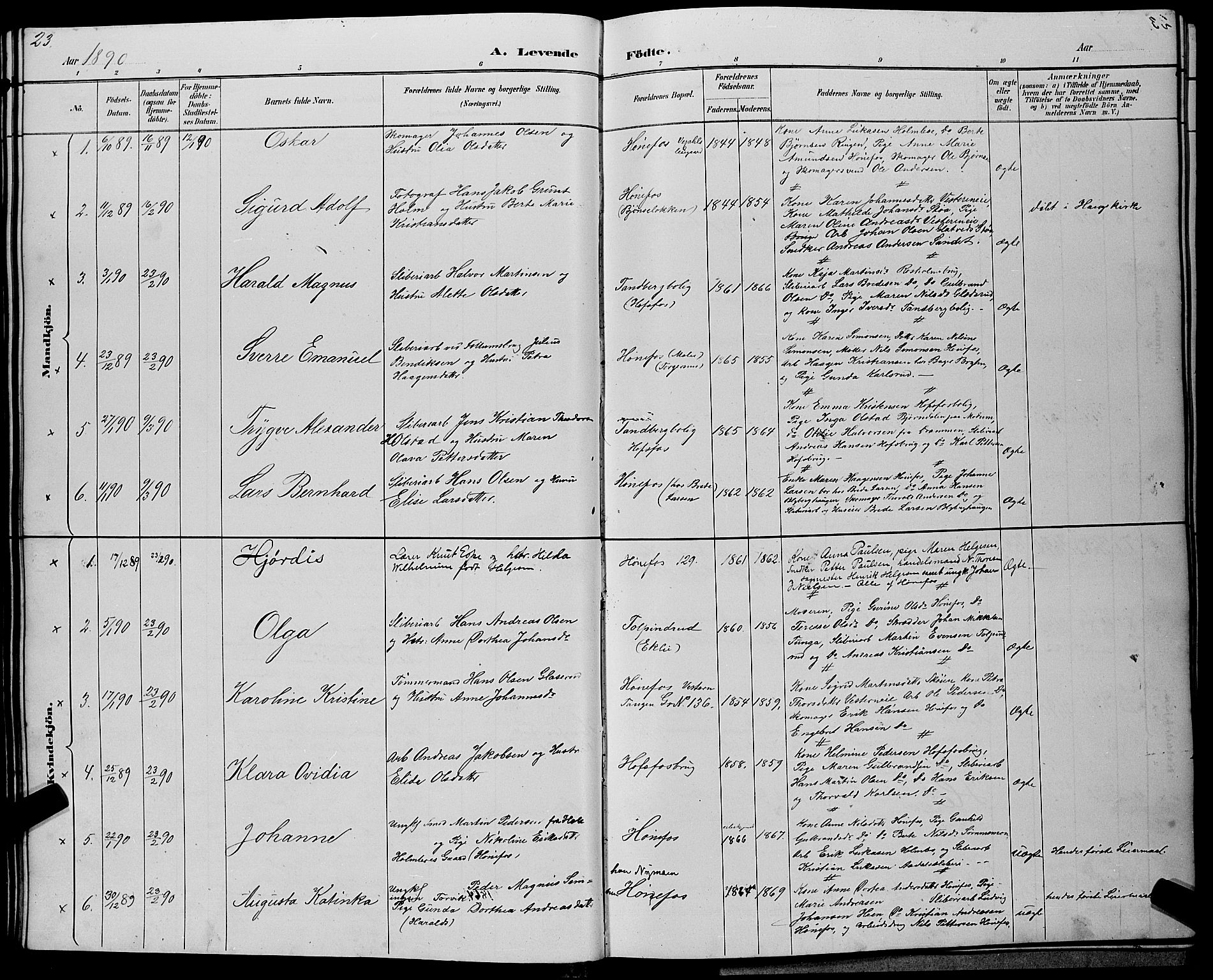 Hønefoss kirkebøker, SAKO/A-609/G/Ga/L0002: Parish register (copy) no. 2, 1888-1904, p. 23