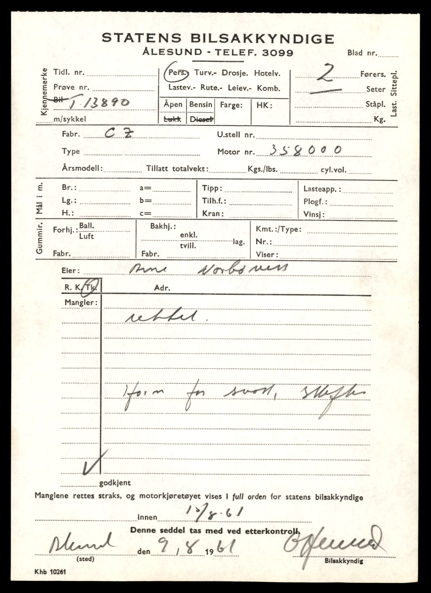 Møre og Romsdal vegkontor - Ålesund trafikkstasjon, AV/SAT-A-4099/F/Fe/L0041: Registreringskort for kjøretøy T 13710 - T 13905, 1927-1998, p. 3133