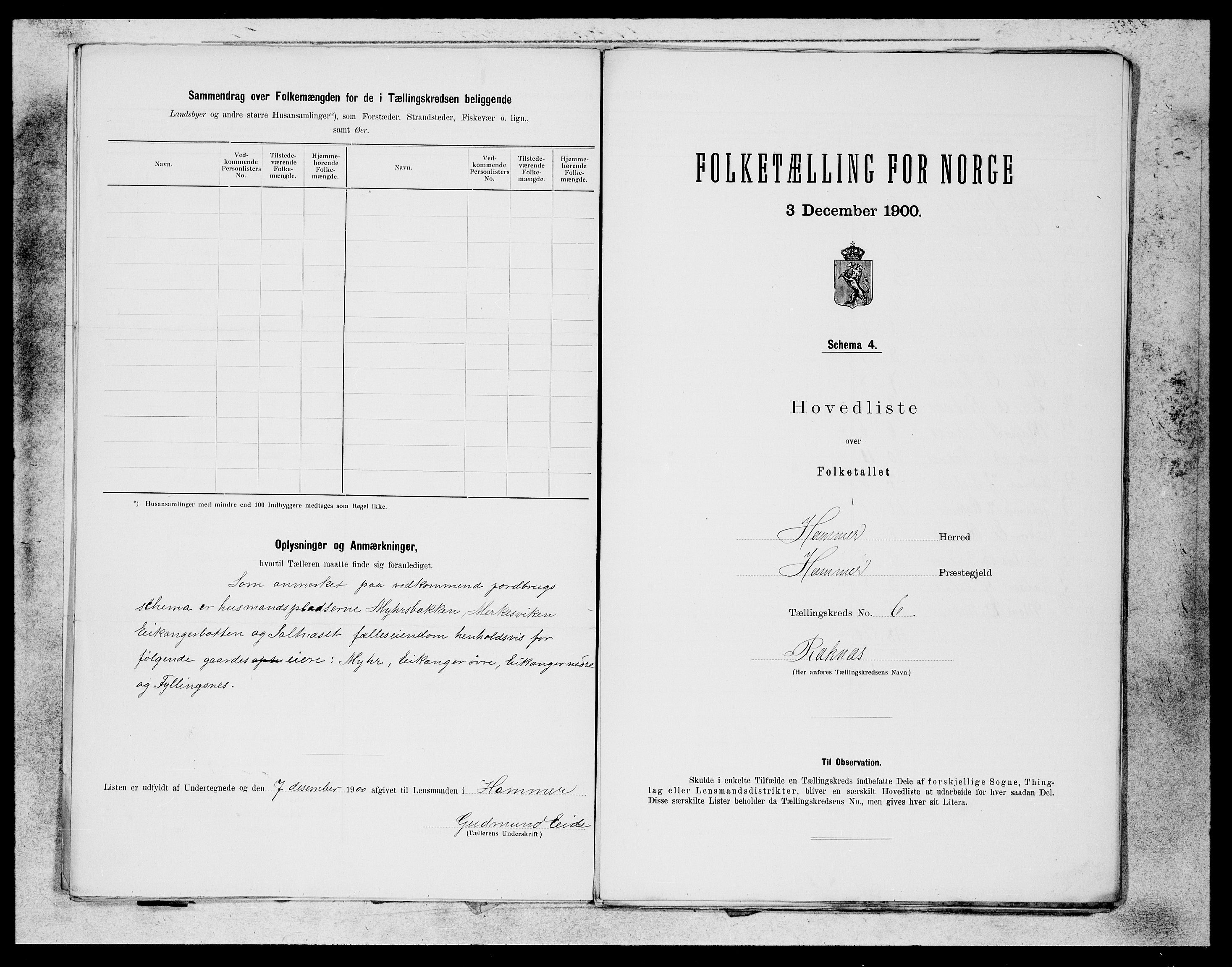 SAB, 1900 census for Hamre, 1900, p. 11