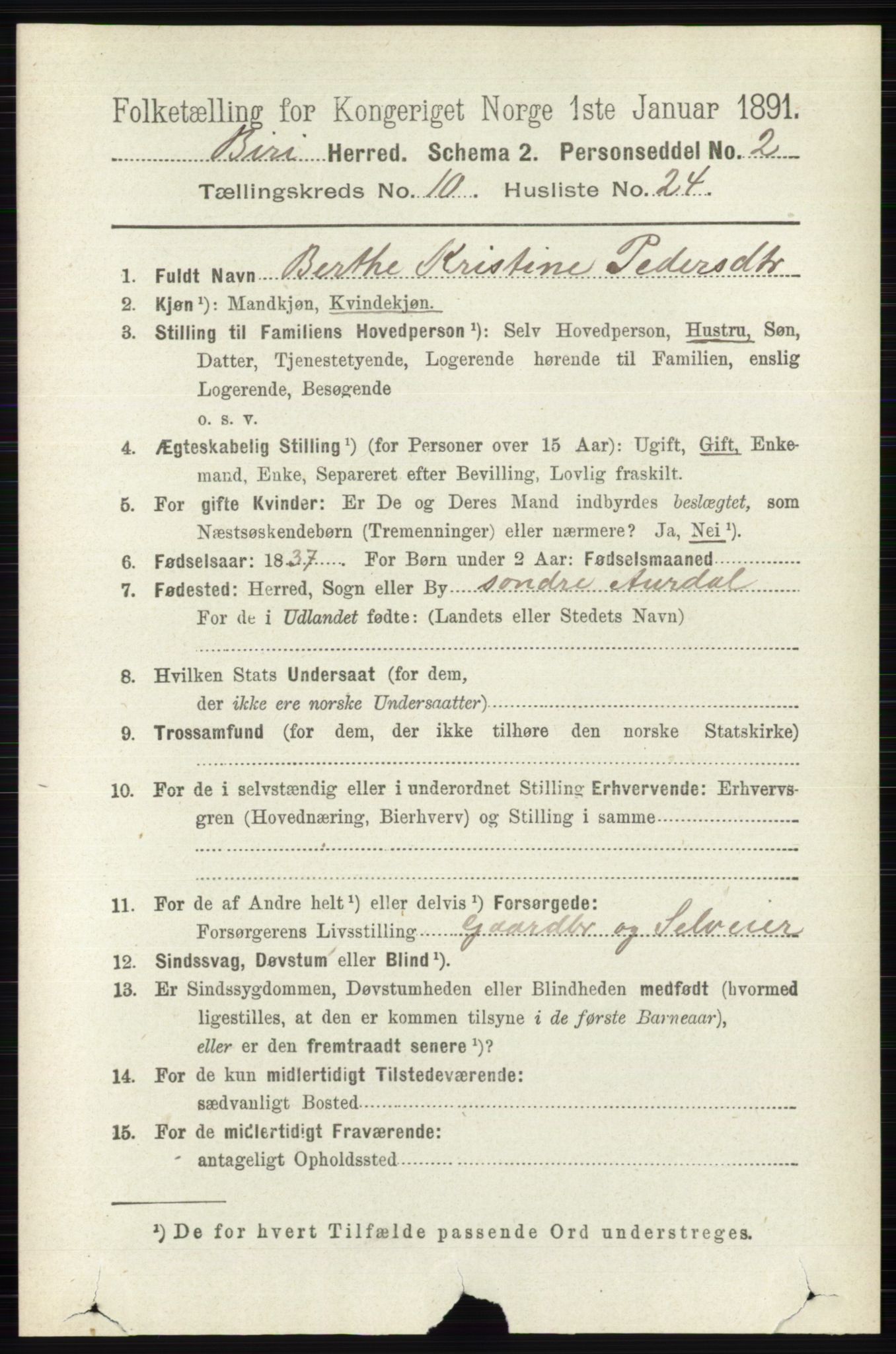 RA, 1891 census for 0525 Biri, 1891, p. 3964