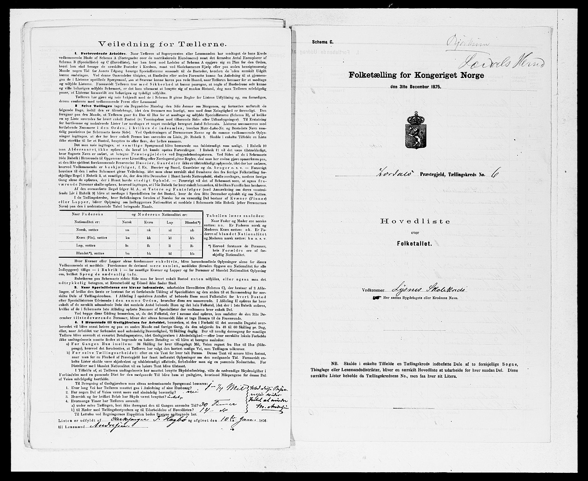 SAB, 1875 census for 1422P Lærdal, 1875, p. 16