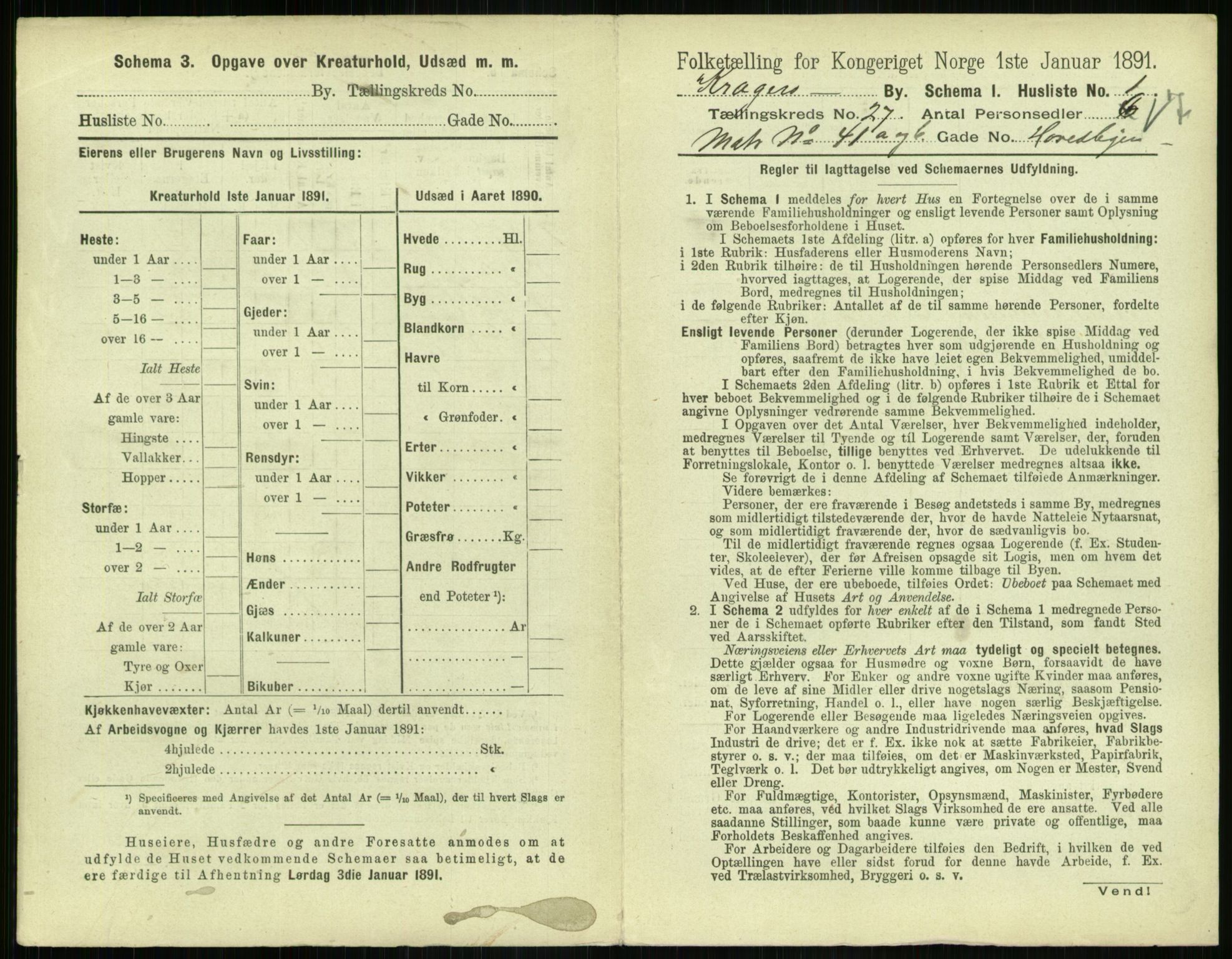 RA, 1891 census for 0801 Kragerø, 1891, p. 986