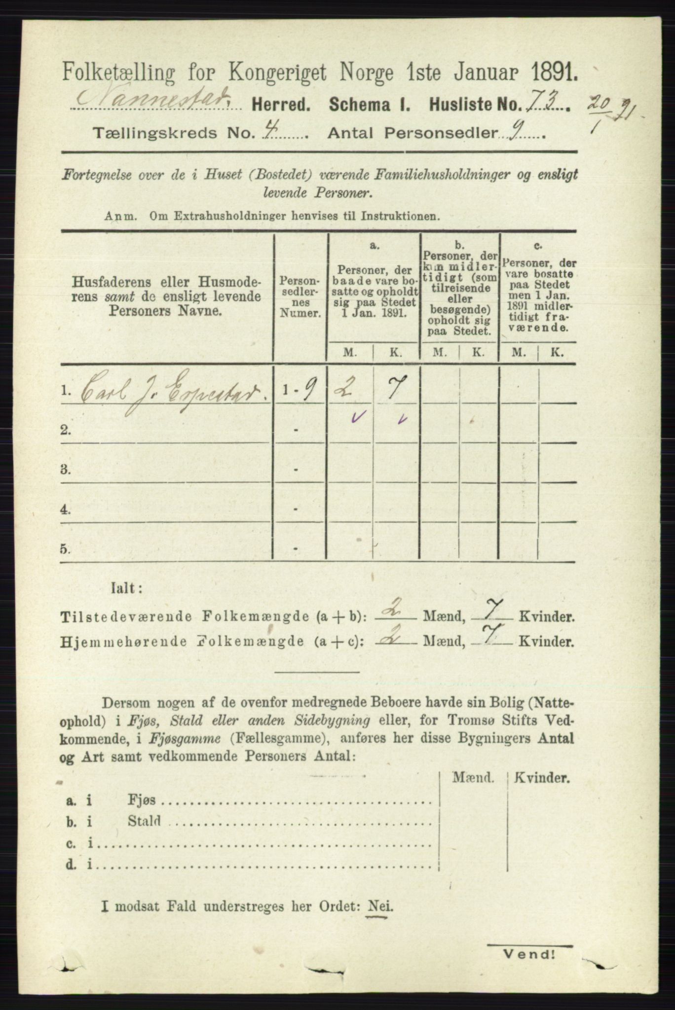 RA, 1891 census for 0238 Nannestad, 1891, p. 2053