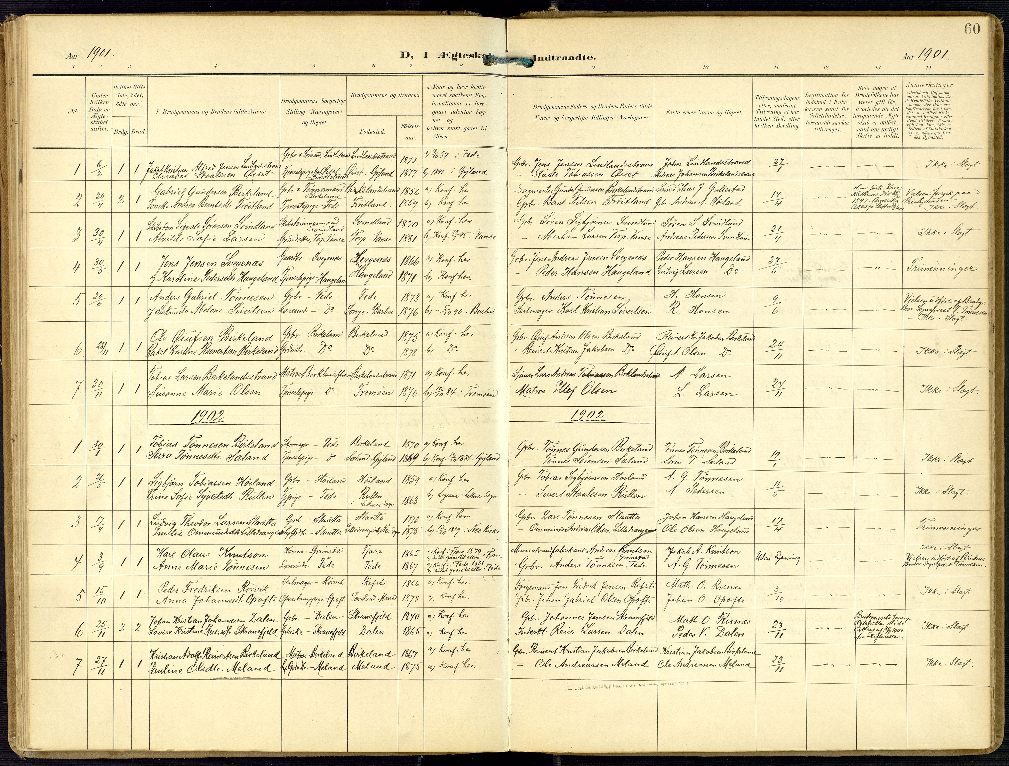 Kvinesdal sokneprestkontor, AV/SAK-1111-0026/F/Fa/Faa/L0005: Parish register (official) no. A 5, 1898-1915, p. 60