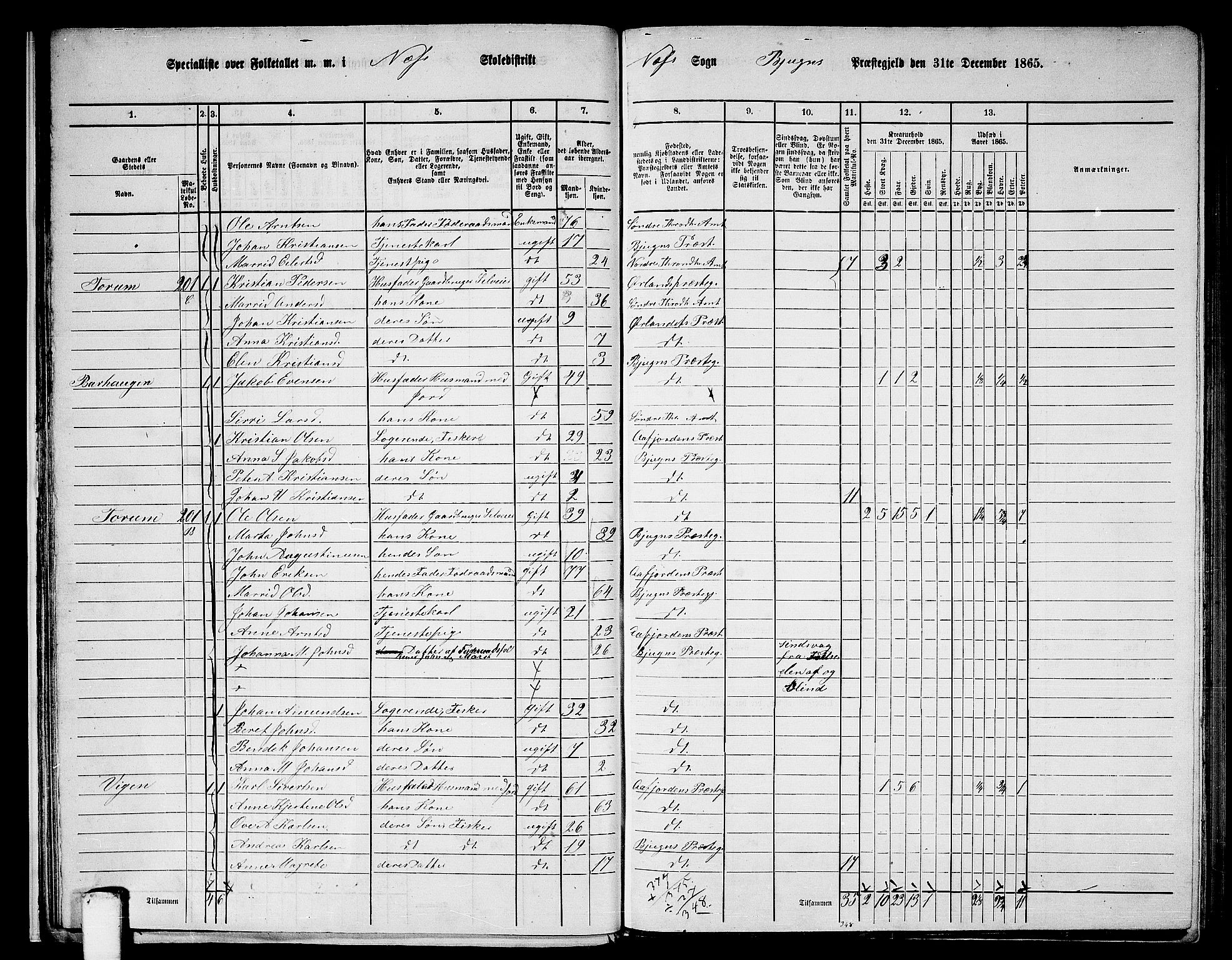 RA, 1865 census for Bjugn, 1865, p. 21