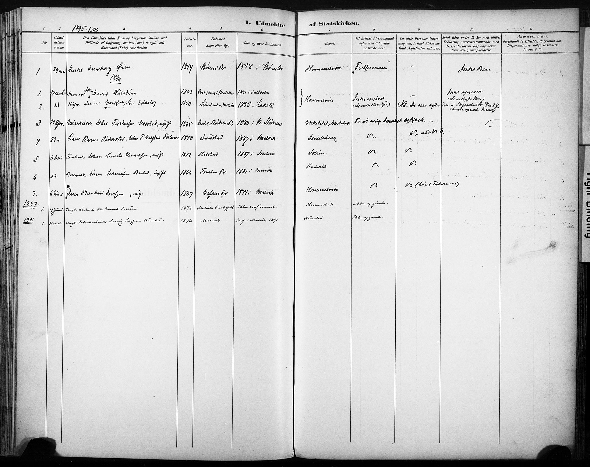 Ministerialprotokoller, klokkerbøker og fødselsregistre - Sør-Trøndelag, SAT/A-1456/616/L0411: Parish register (official) no. 616A08, 1894-1906