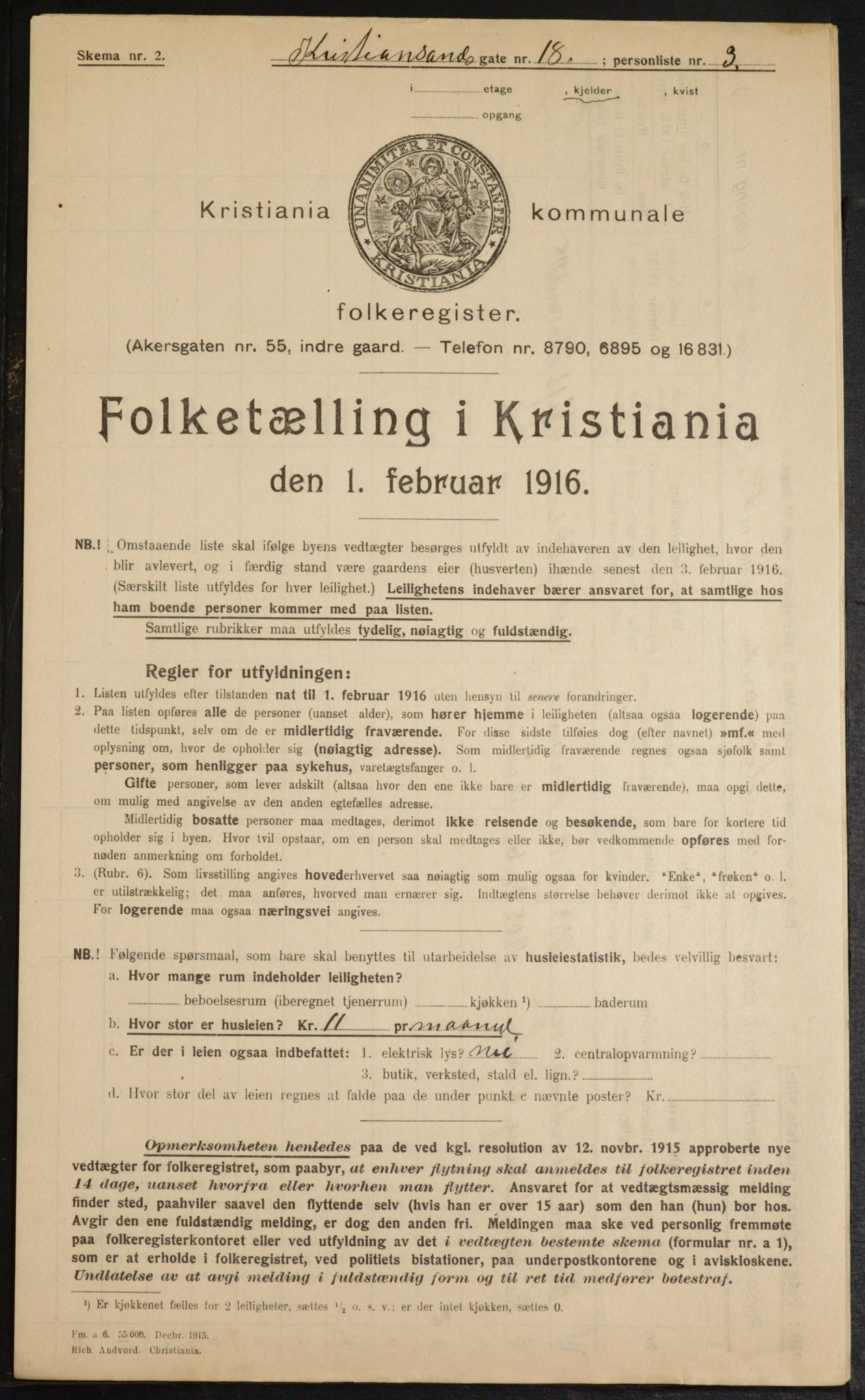 OBA, Municipal Census 1916 for Kristiania, 1916, p. 55630