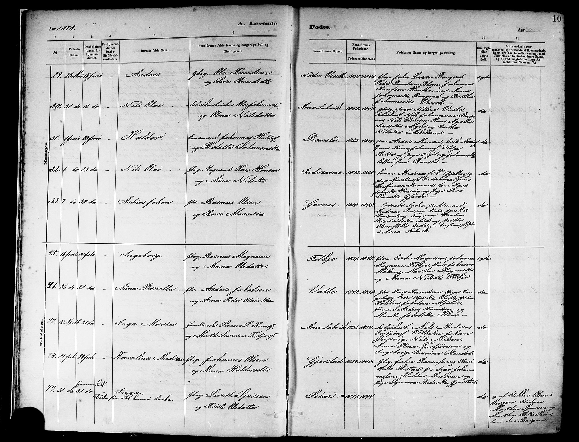 Haus sokneprestembete, SAB/A-75601/H/Haa: Parish register (official) no. A 19I, 1878-1886, p. 10