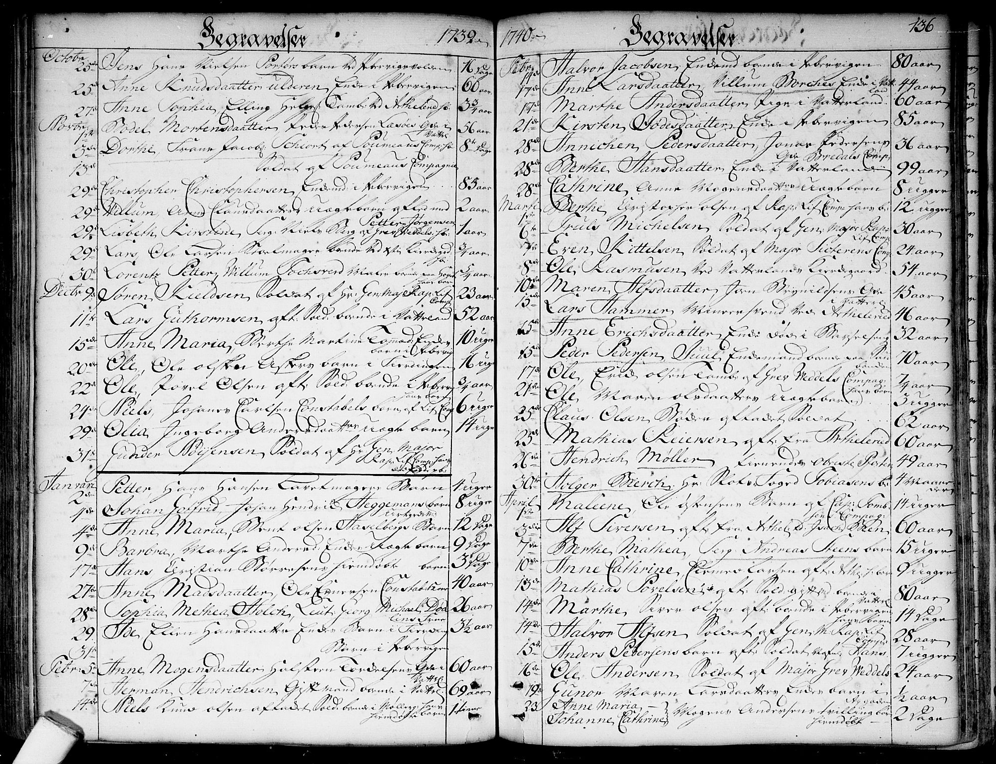 Garnisonsmenigheten Kirkebøker, SAO/A-10846/F/Fa/L0001: Parish register (official) no. 1, 1734-1756, p. 136