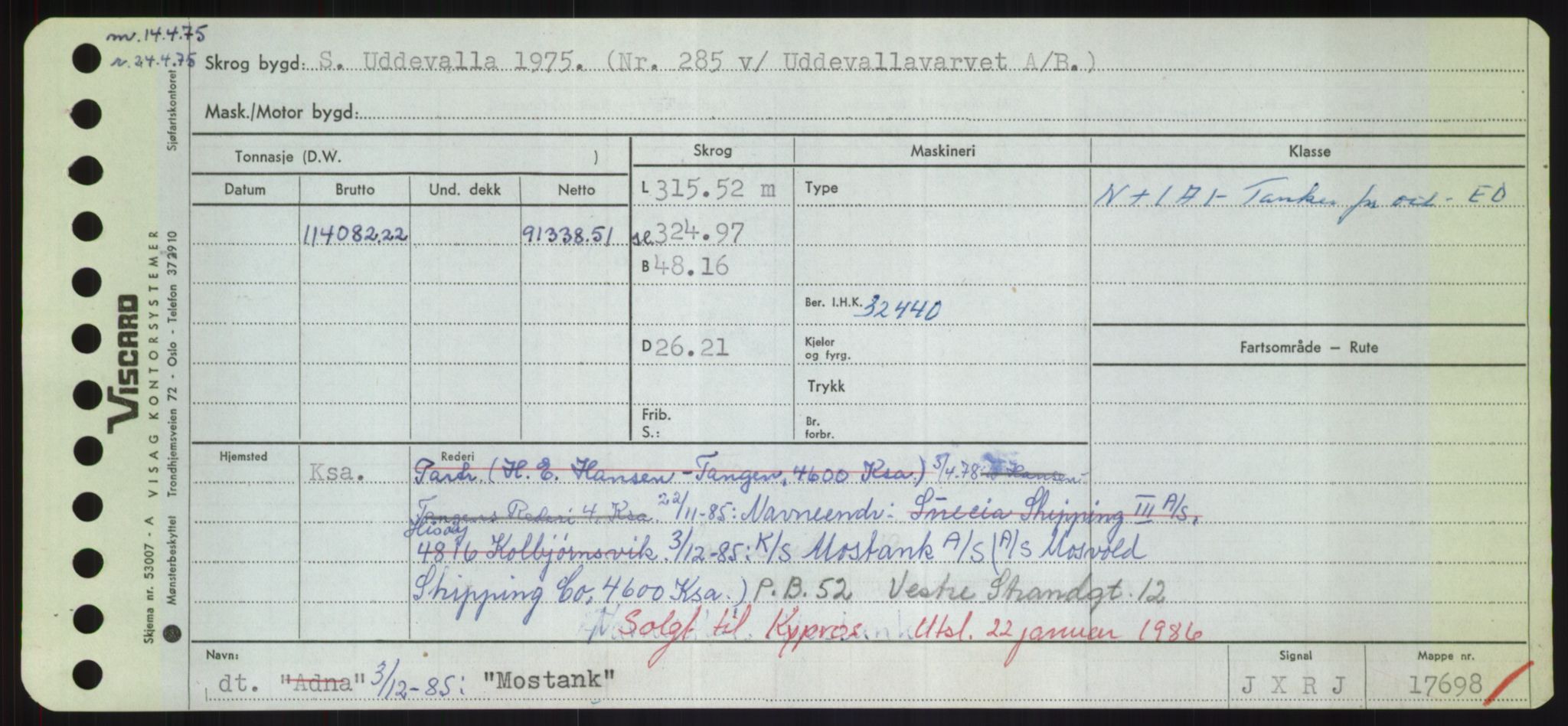 Sjøfartsdirektoratet med forløpere, Skipsmålingen, AV/RA-S-1627/H/Hd/L0025: Fartøy, Min-Mås, p. 305