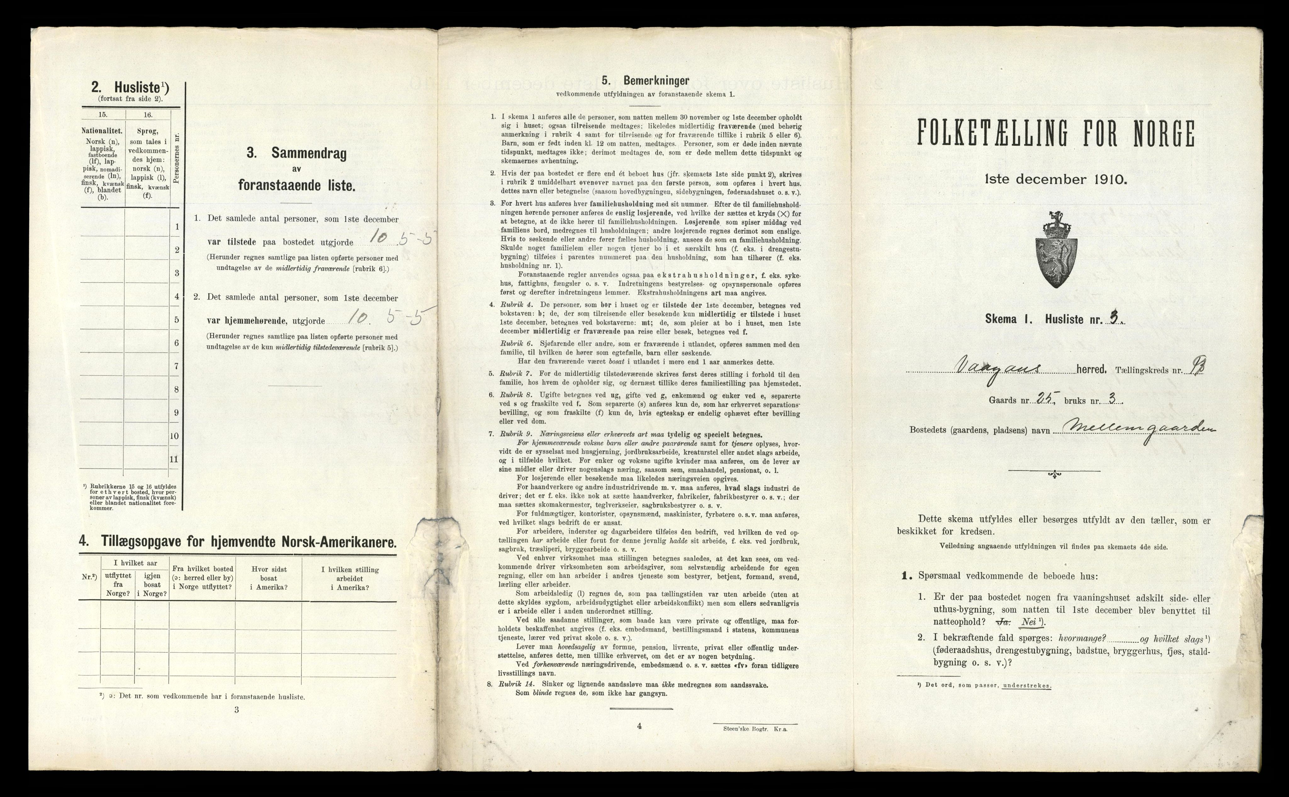 RA, 1910 census for Vågan, 1910, p. 1421