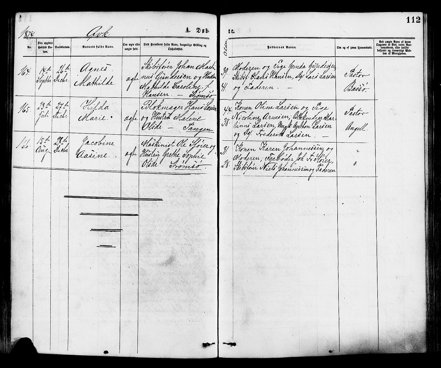 Strømsø kirkebøker, AV/SAKO-A-246/F/Fa/L0019: Parish register (official) no. I 19, 1874-1877, p. 112