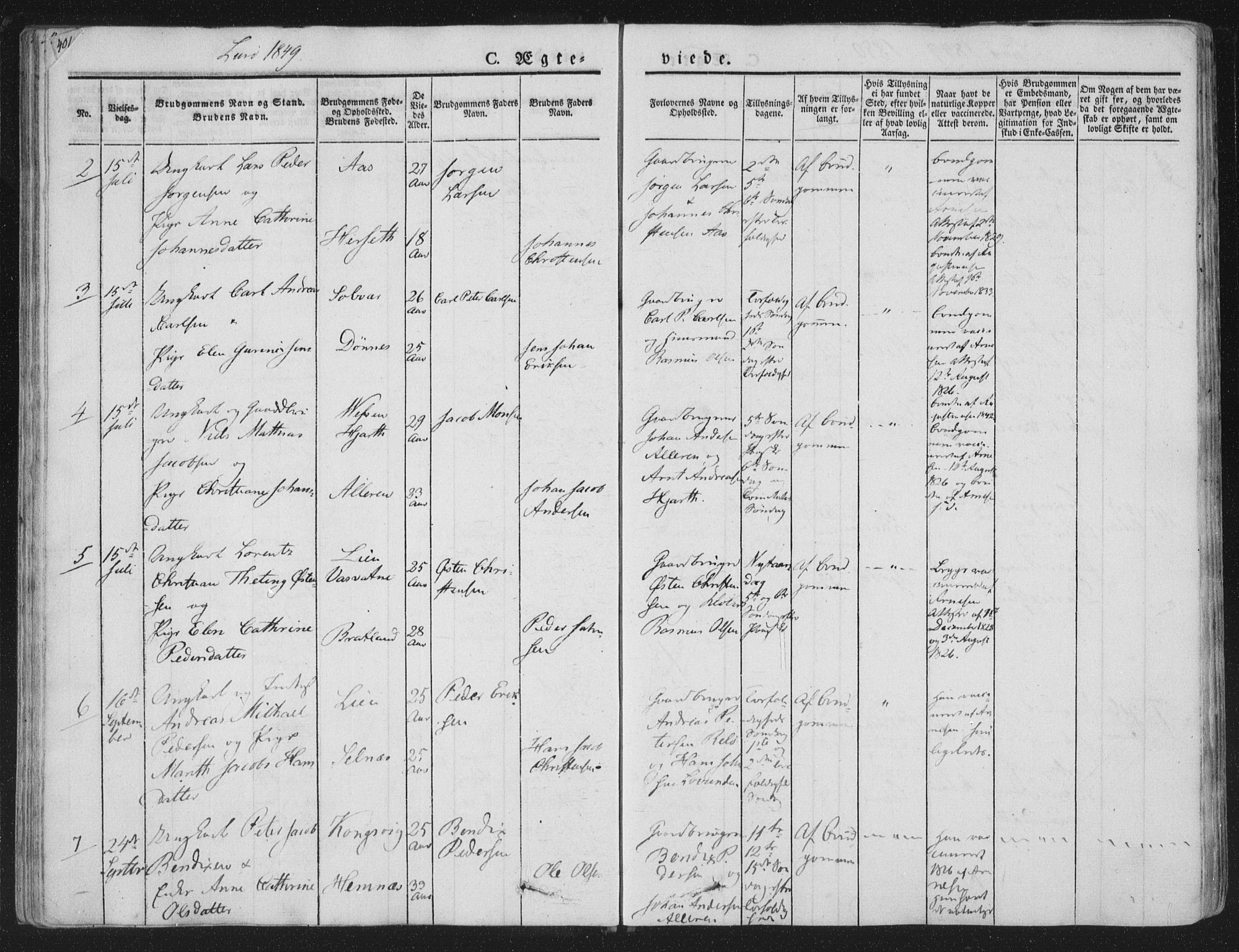 Ministerialprotokoller, klokkerbøker og fødselsregistre - Nordland, AV/SAT-A-1459/839/L0566: Parish register (official) no. 839A03, 1825-1862, p. 401