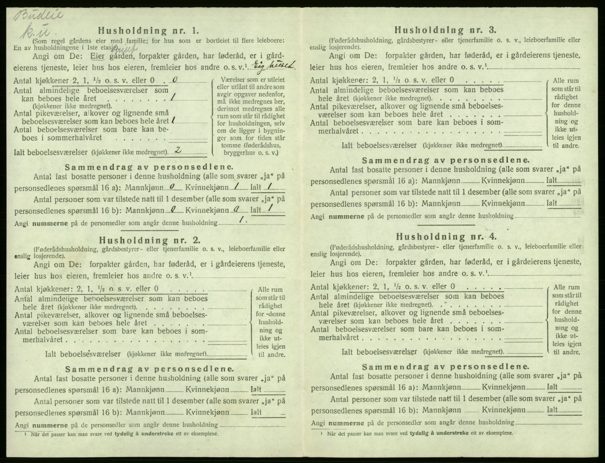 SAB, 1920 census for Granvin, 1920, p. 219