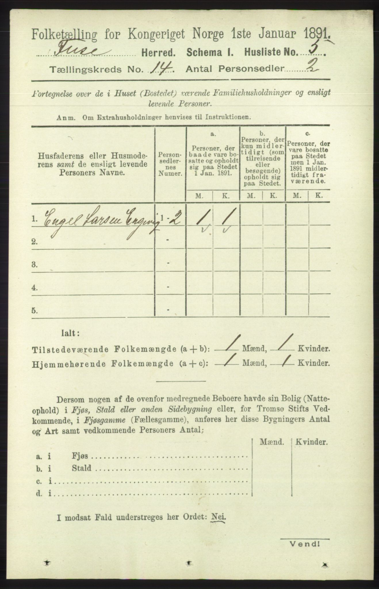 RA, 1891 census for 1241 Fusa, 1891, p. 3146