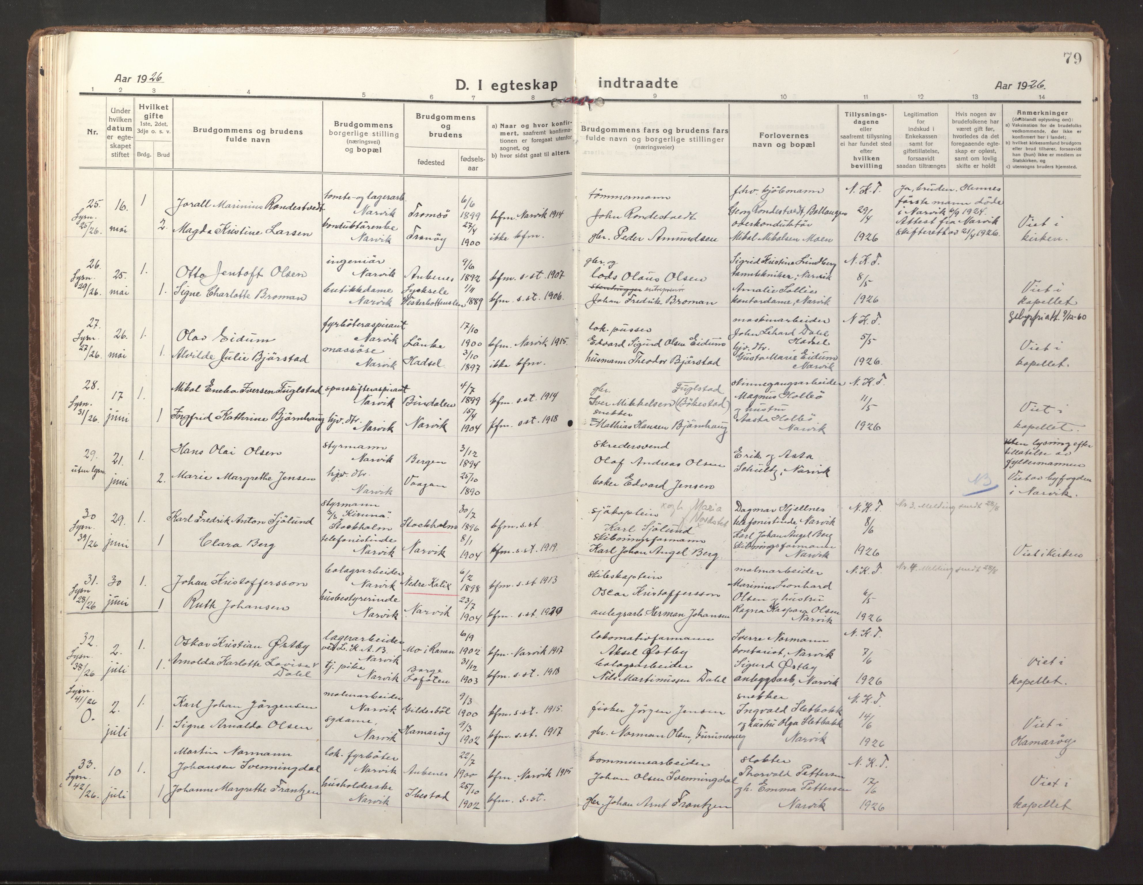 Ministerialprotokoller, klokkerbøker og fødselsregistre - Nordland, SAT/A-1459/871/L1002: Parish register (official) no. 871A18, 1917-1926, p. 79
