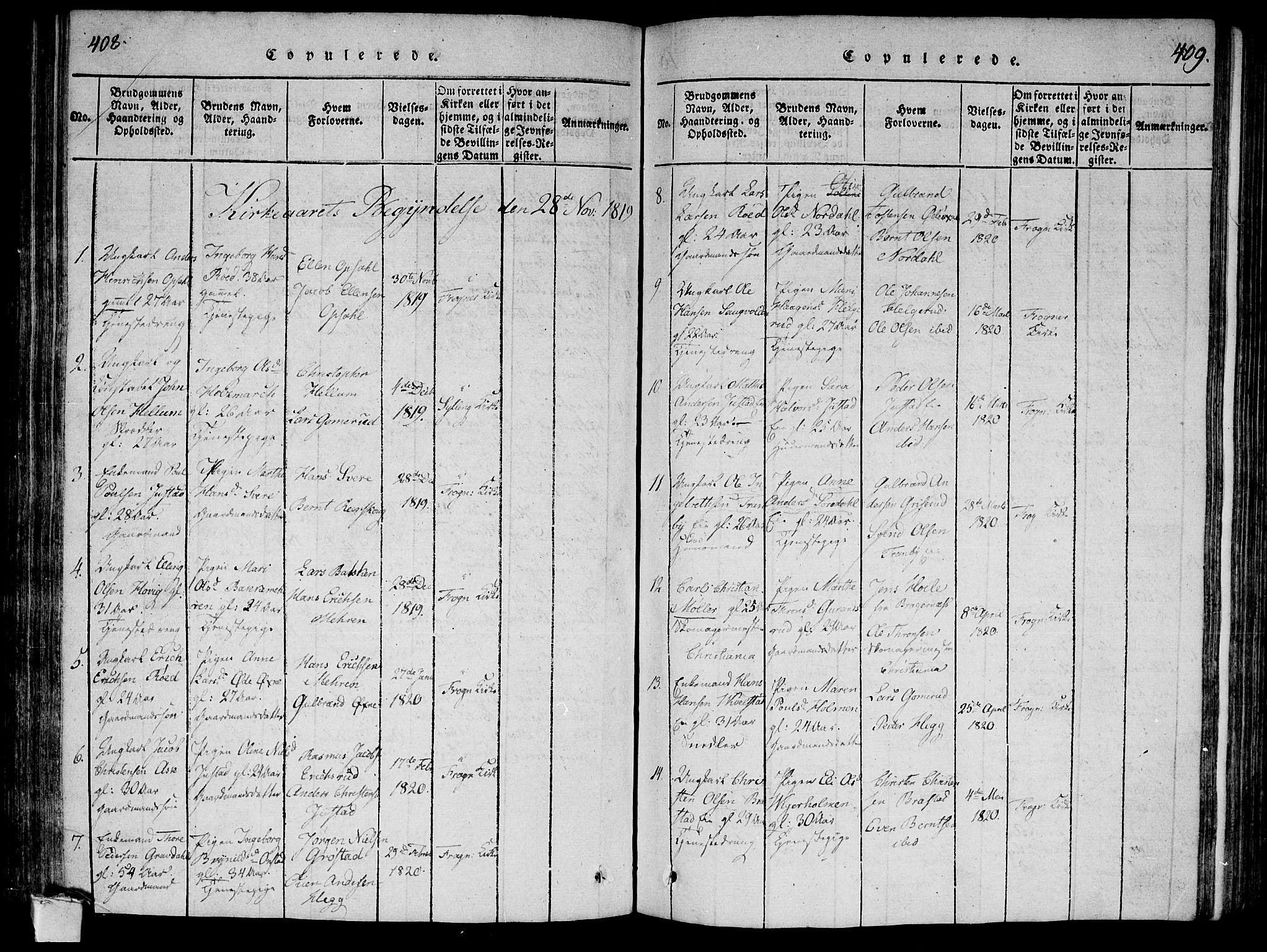 Lier kirkebøker, AV/SAKO-A-230/F/Fa/L0008: Parish register (official) no. I 8, 1813-1825, p. 408-409