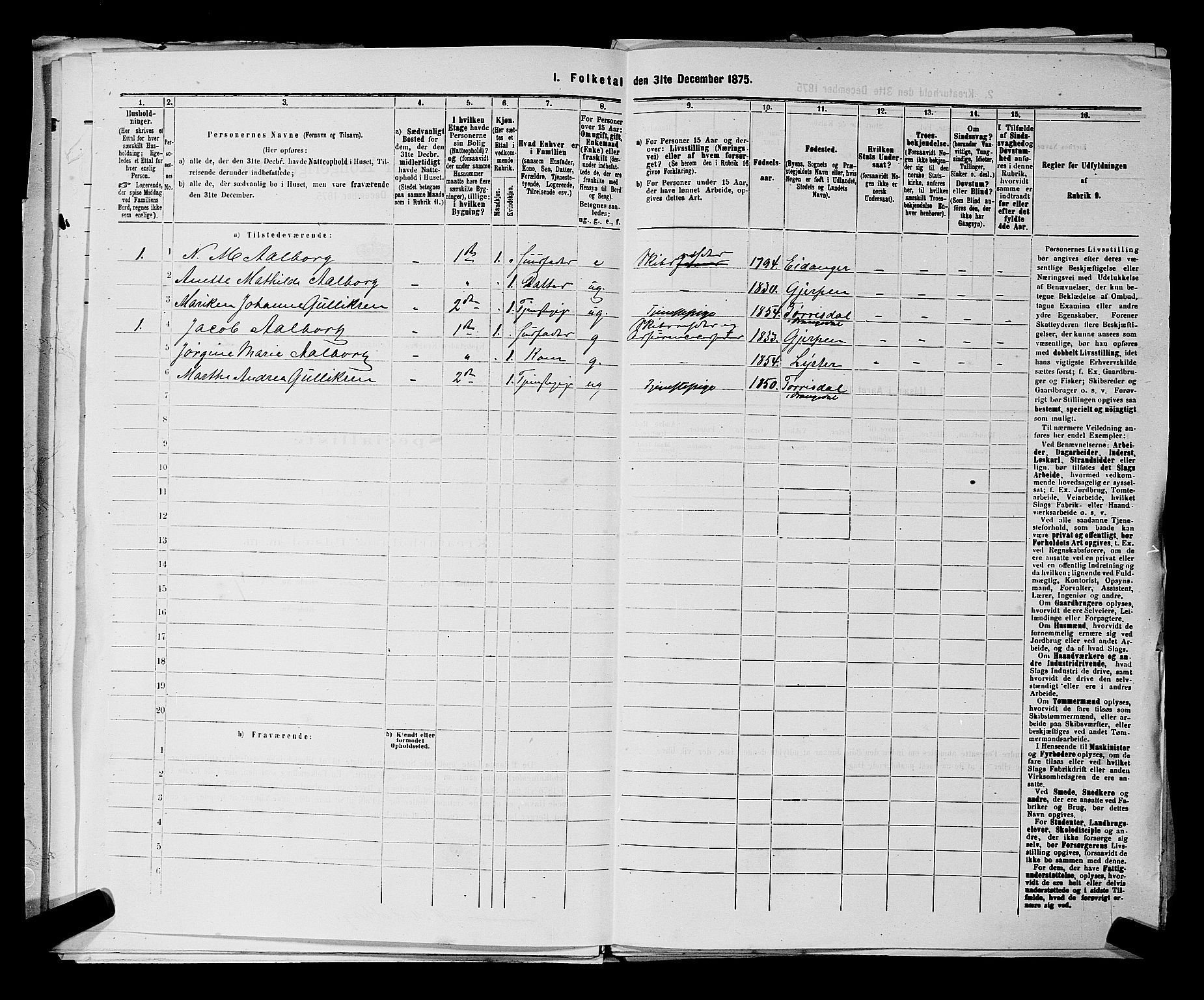 SAKO, 1875 census for 0801P Kragerø, 1875, p. 52