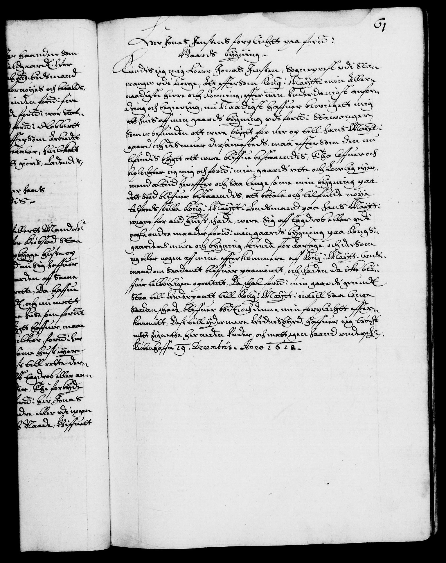 Danske Kanselli 1572-1799, RA/EA-3023/F/Fc/Fca/Fcaa/L0004: Norske registre (mikrofilm), 1617-1630, p. 61a