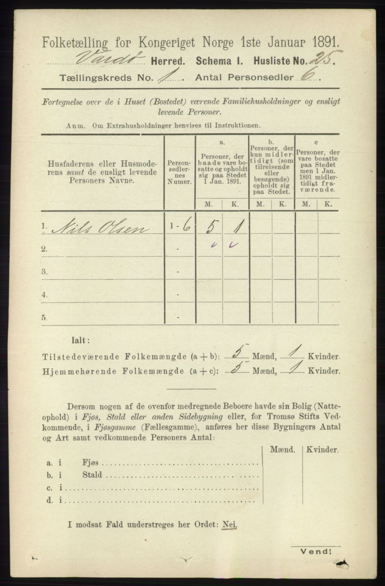 RA, 1891 census for 2028 Vardø, 1891, p. 40