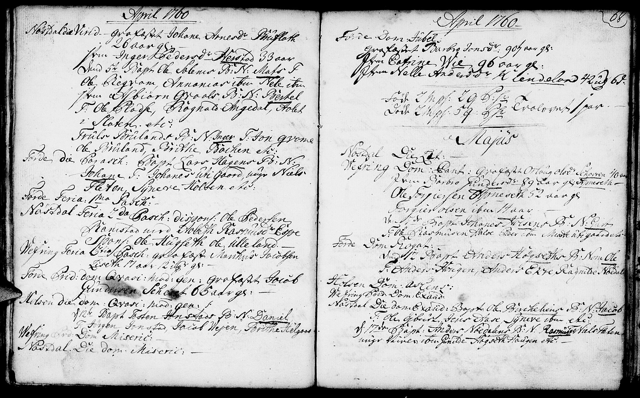 Førde sokneprestembete, AV/SAB-A-79901/H/Haa/Haaa/L0003: Parish register (official) no. A 3, 1749-1764, p. 68