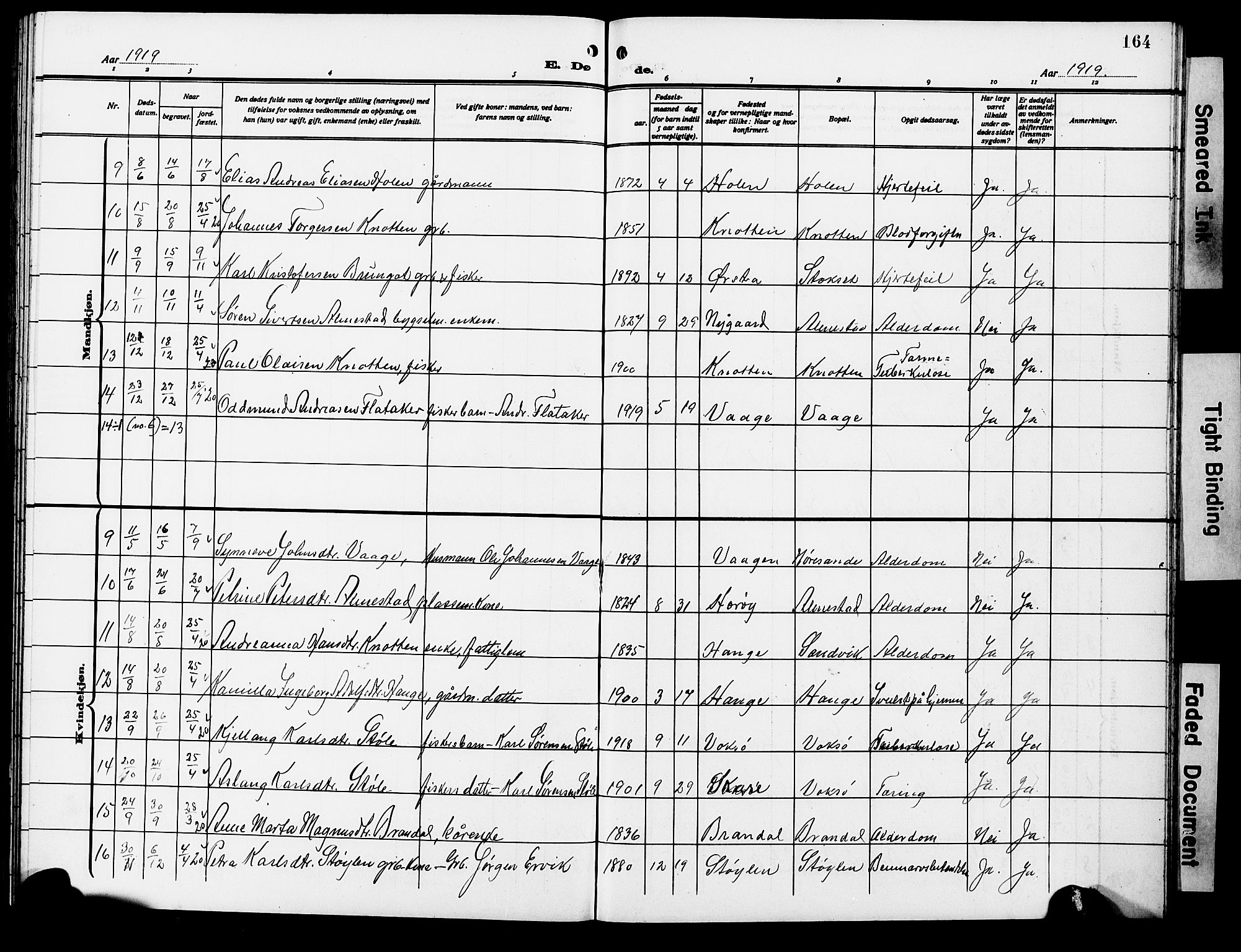 Ministerialprotokoller, klokkerbøker og fødselsregistre - Møre og Romsdal, AV/SAT-A-1454/503/L0050: Parish register (copy) no. 503C05, 1909-1922, p. 164