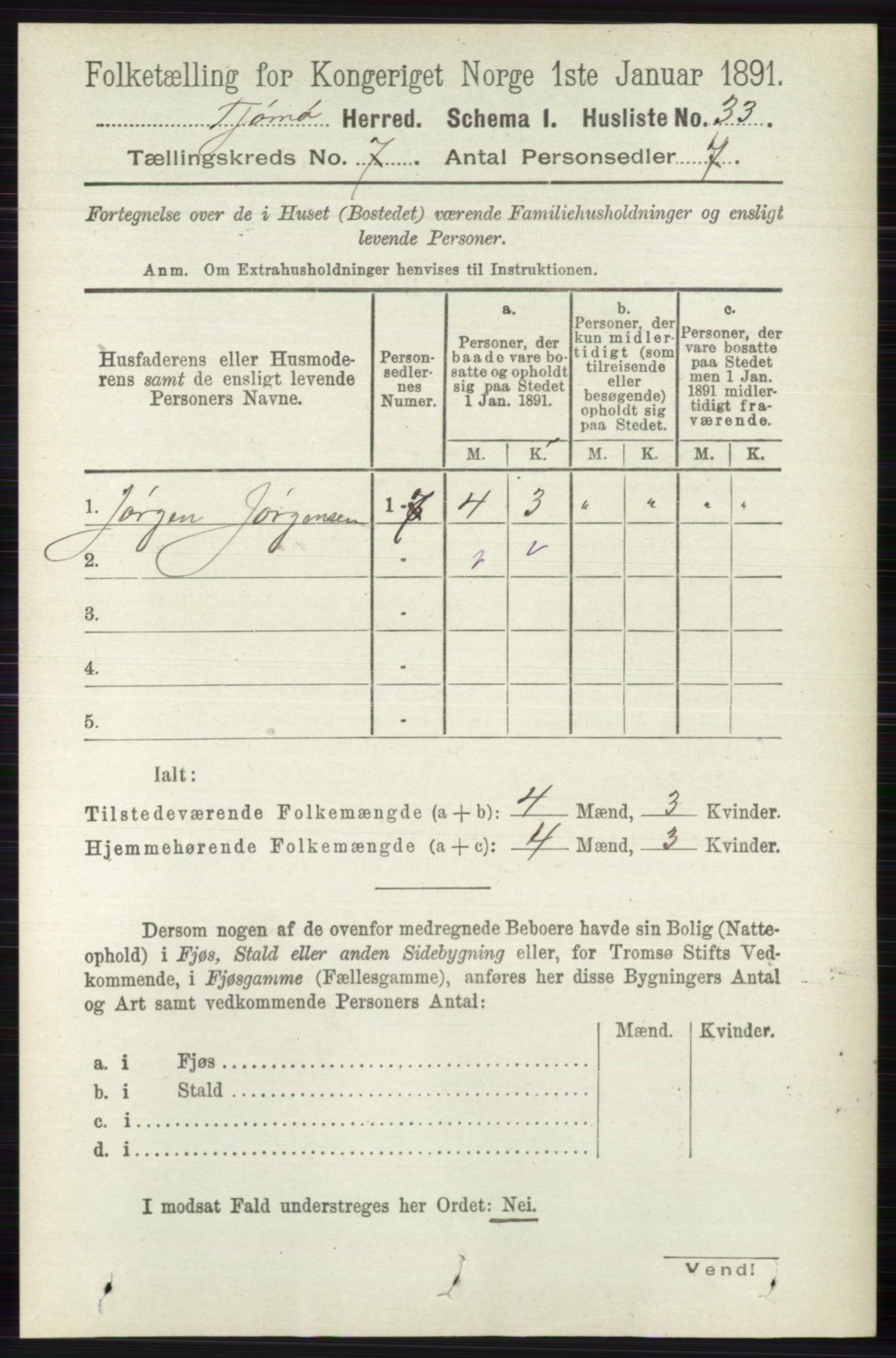 RA, 1891 census for 0723 Tjøme, 1891, p. 2445