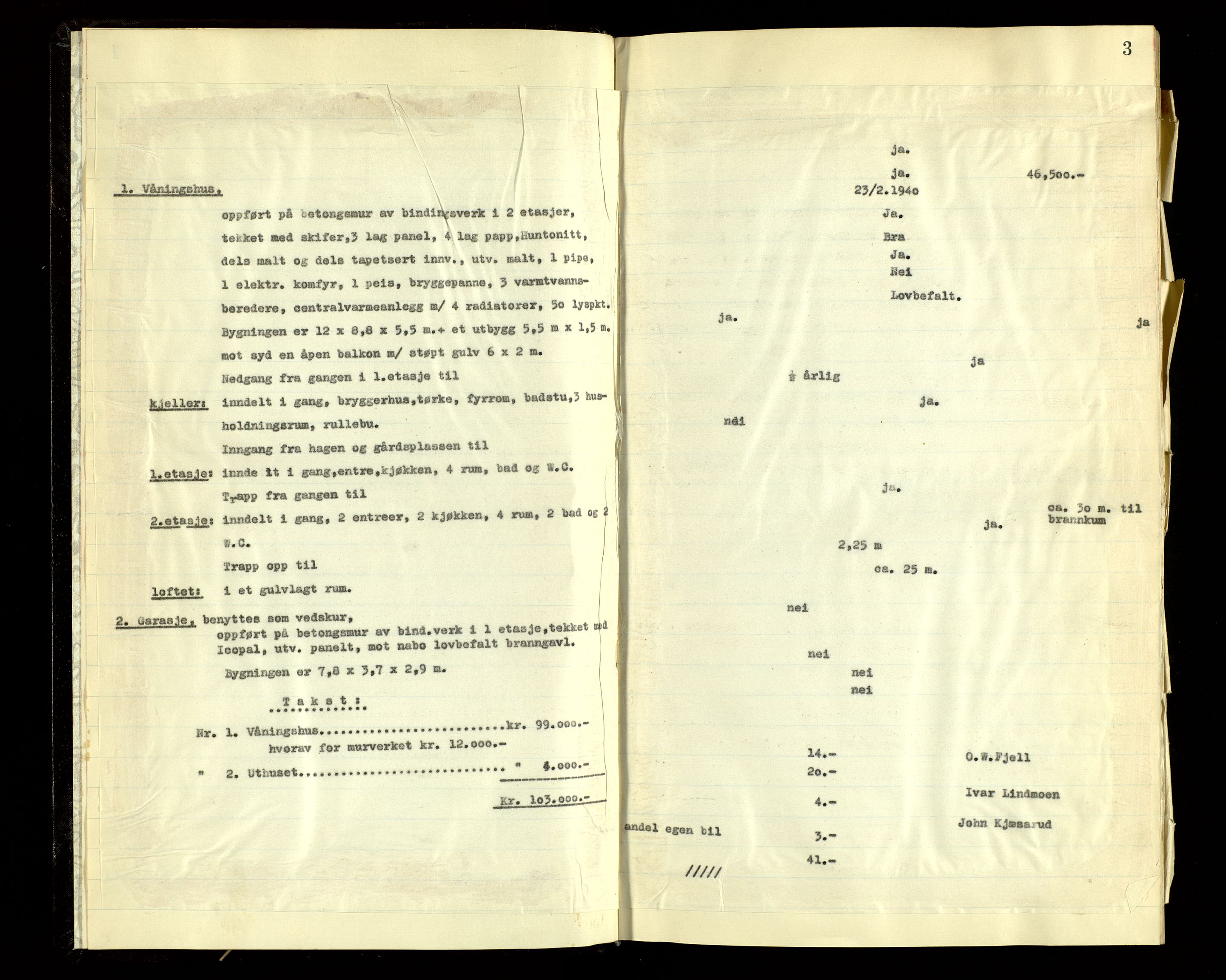 Norges Brannkasse, Vardal, AV/SAH-NBRANV-044/F/L0004: Branntakstprotokoll, 1952-1954, p. 2-3