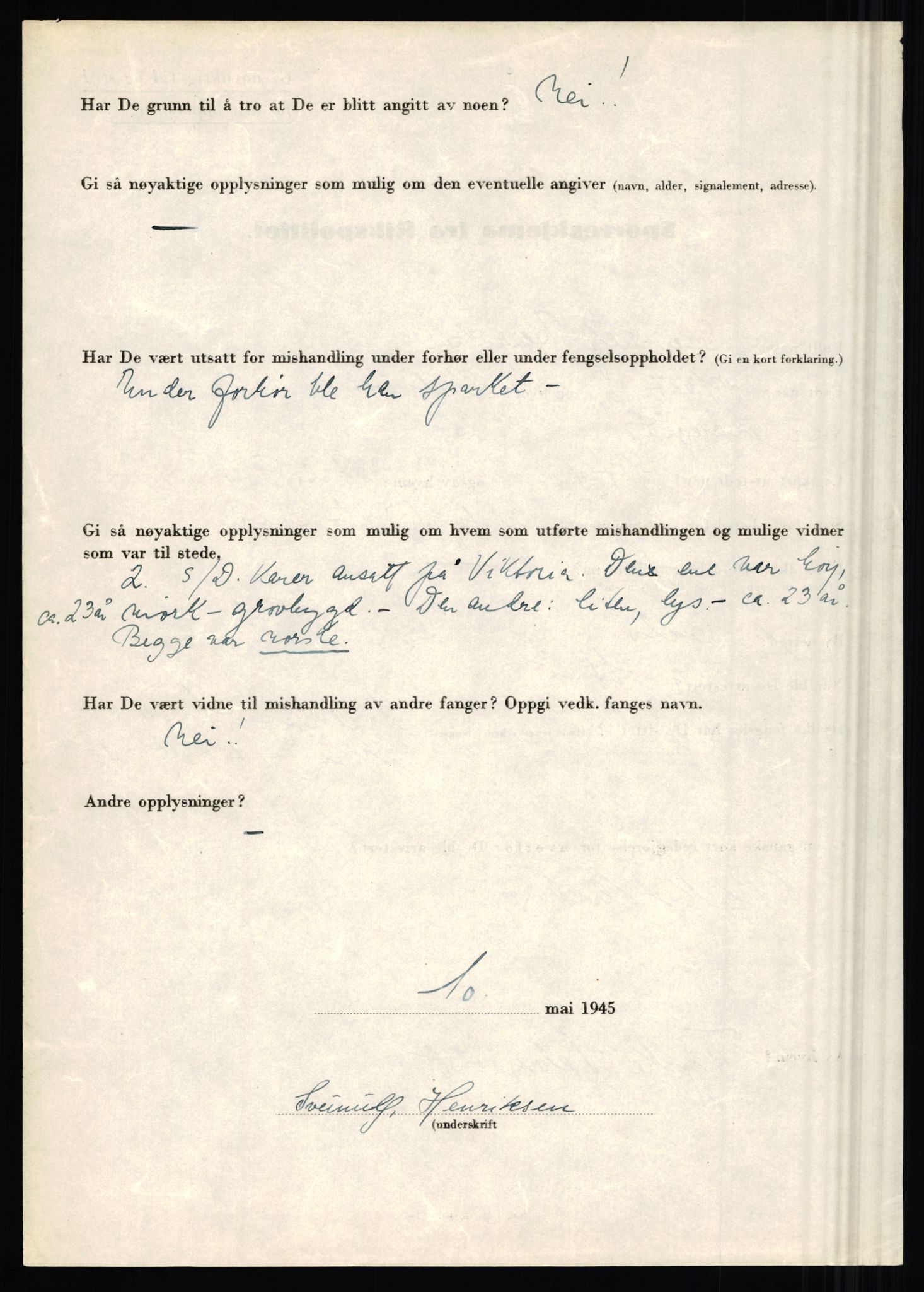 Rikspolitisjefen, AV/RA-S-1560/L/L0007: Heen, Erik C. - Iversen, Trygve, 1940-1945, p. 98