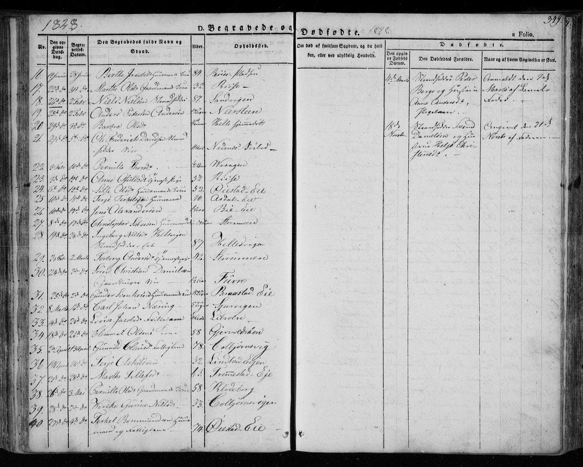 Øyestad sokneprestkontor, AV/SAK-1111-0049/F/Fa/L0013: Parish register (official) no. A 13, 1827-1842, p. 349