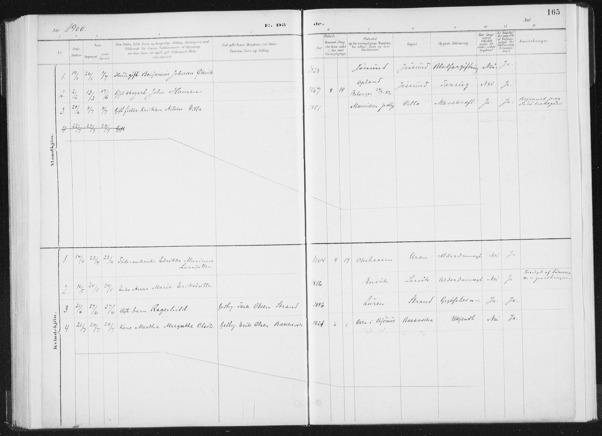 Ministerialprotokoller, klokkerbøker og fødselsregistre - Nord-Trøndelag, SAT/A-1458/771/L0597: Parish register (official) no. 771A04, 1885-1910, p. 165